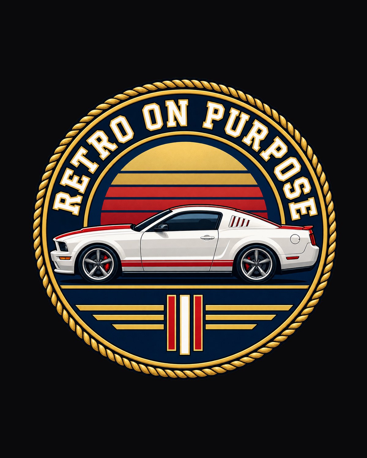 S197 Mustang Fastback Varsity Crest Shirt, Retro On Purpose design only