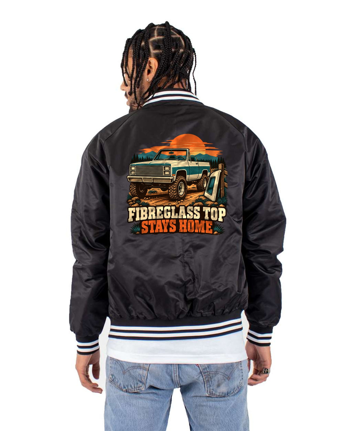 K5 Blazer Retro Two-Colour Print Tee, Fibreglass Top Gift Bomber Jacket Black back