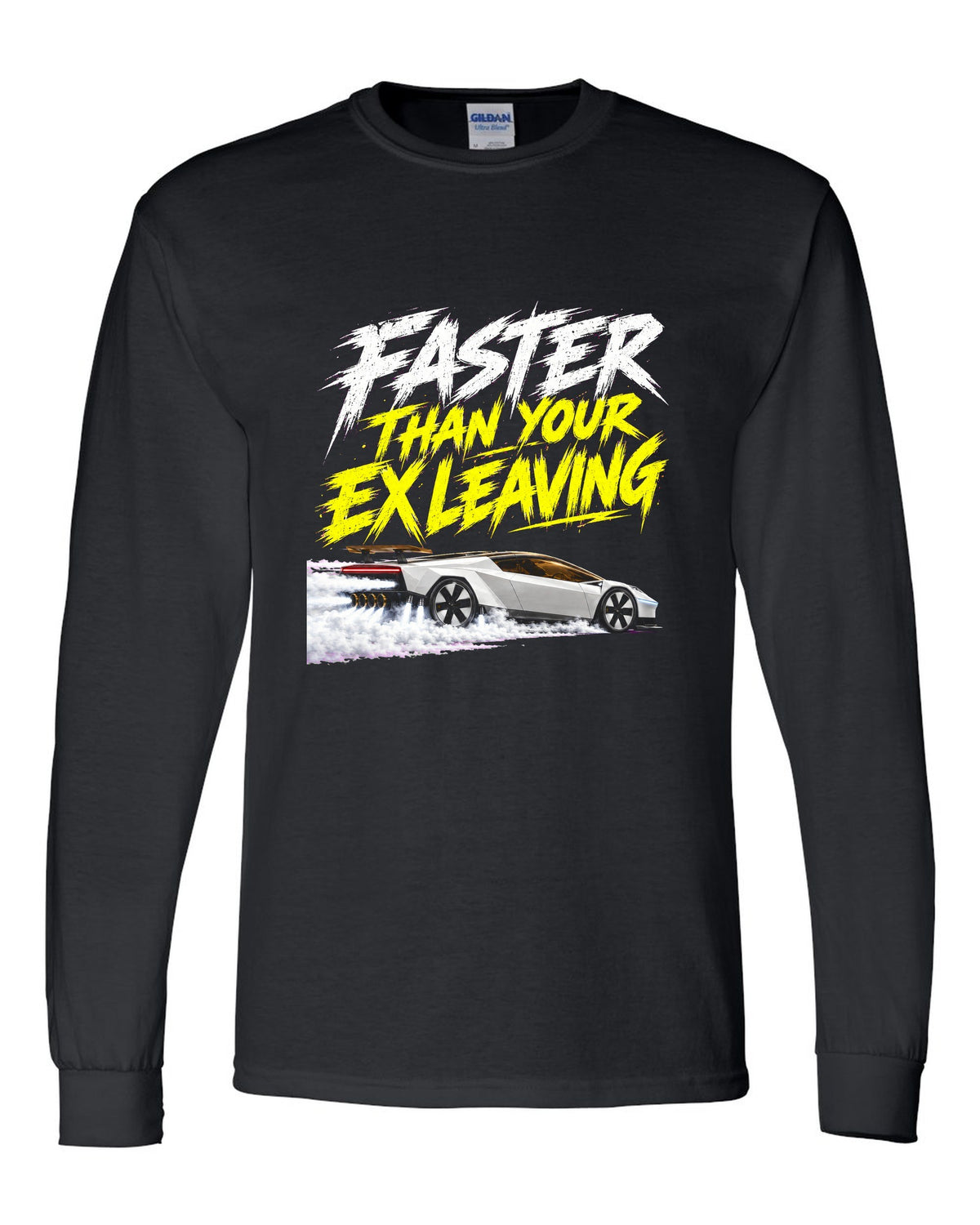 Tesla Roadster Faster Than Your Ex Long Sleeve Black front