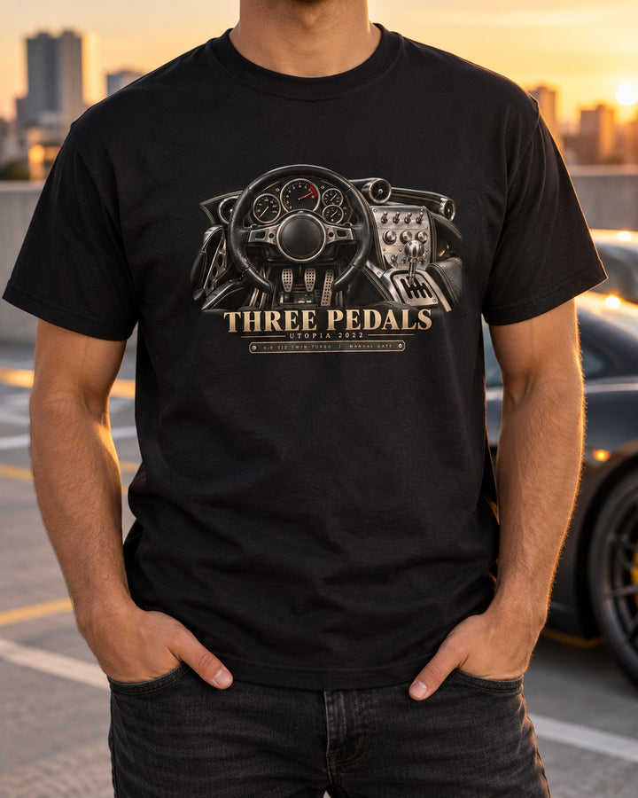 Pagani Utopia 2022 Three Pedals Manual Gate Cockpit Tee T-Shirt Black worn hero