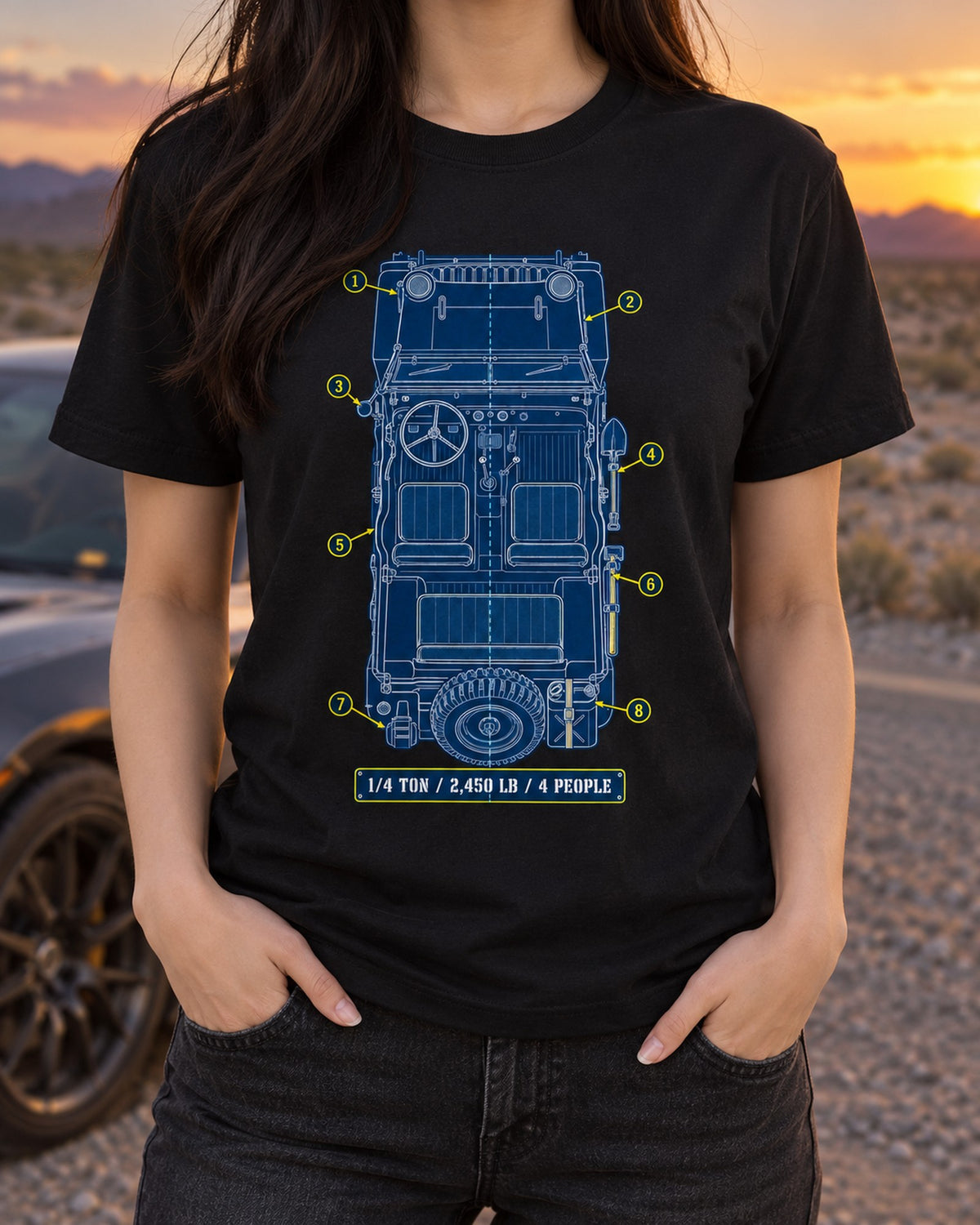 Willys MB Field Manual Cyanotype Shirt, 1/4 Ton Jeep Gift T-Shirt Black worn hero