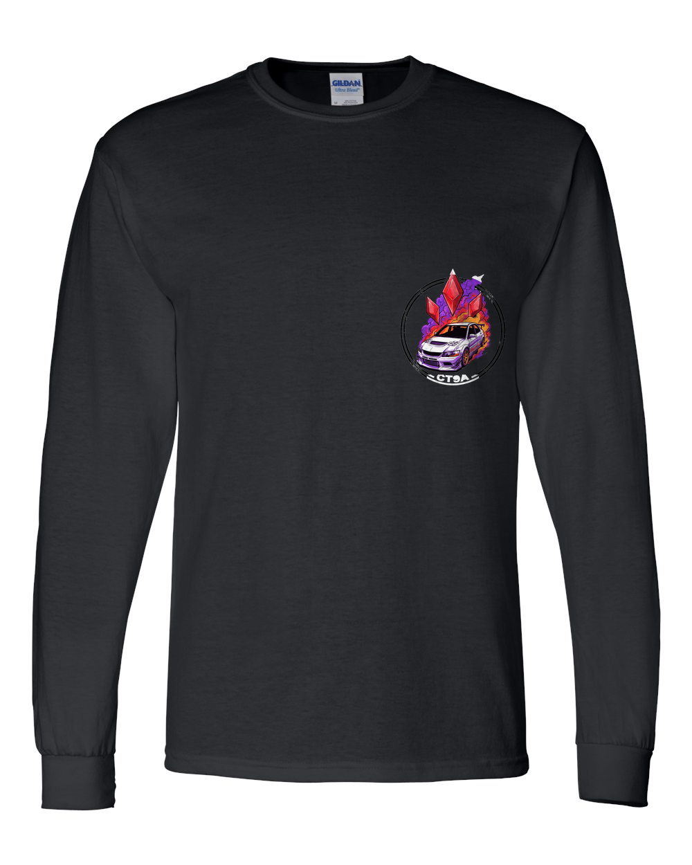 Mitsubishi Lancer Evolution IX Diamonds Long Sleeve T-Shirt — Black front emblem