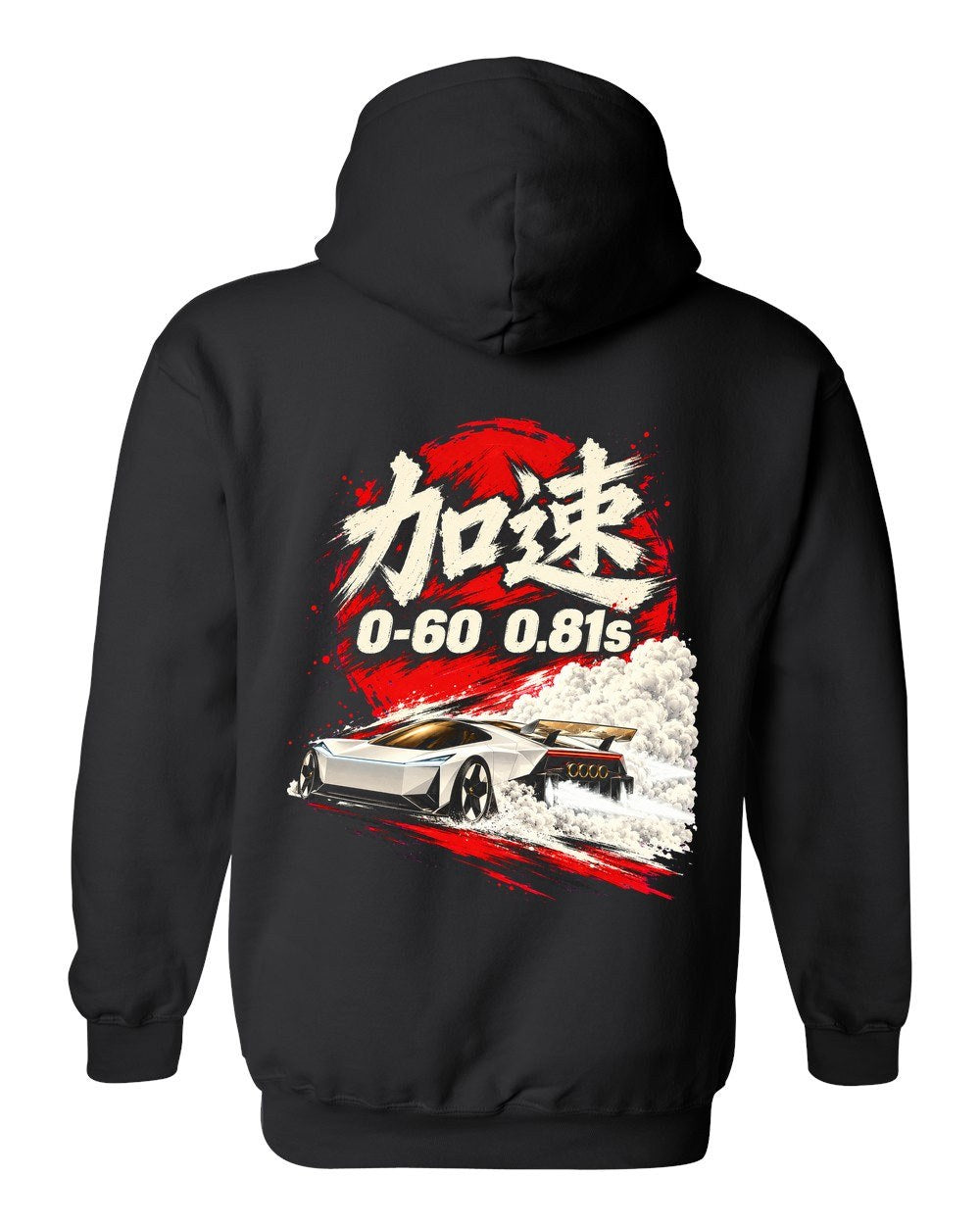 Tesla Roadster 0-60 Pull Over Hoodie Black back