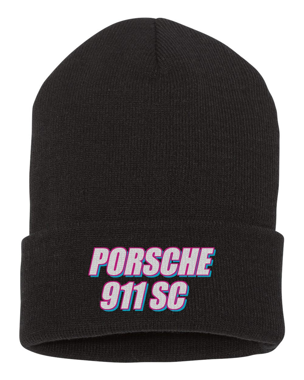 Porsche 911 Sc black beanie front view with car name