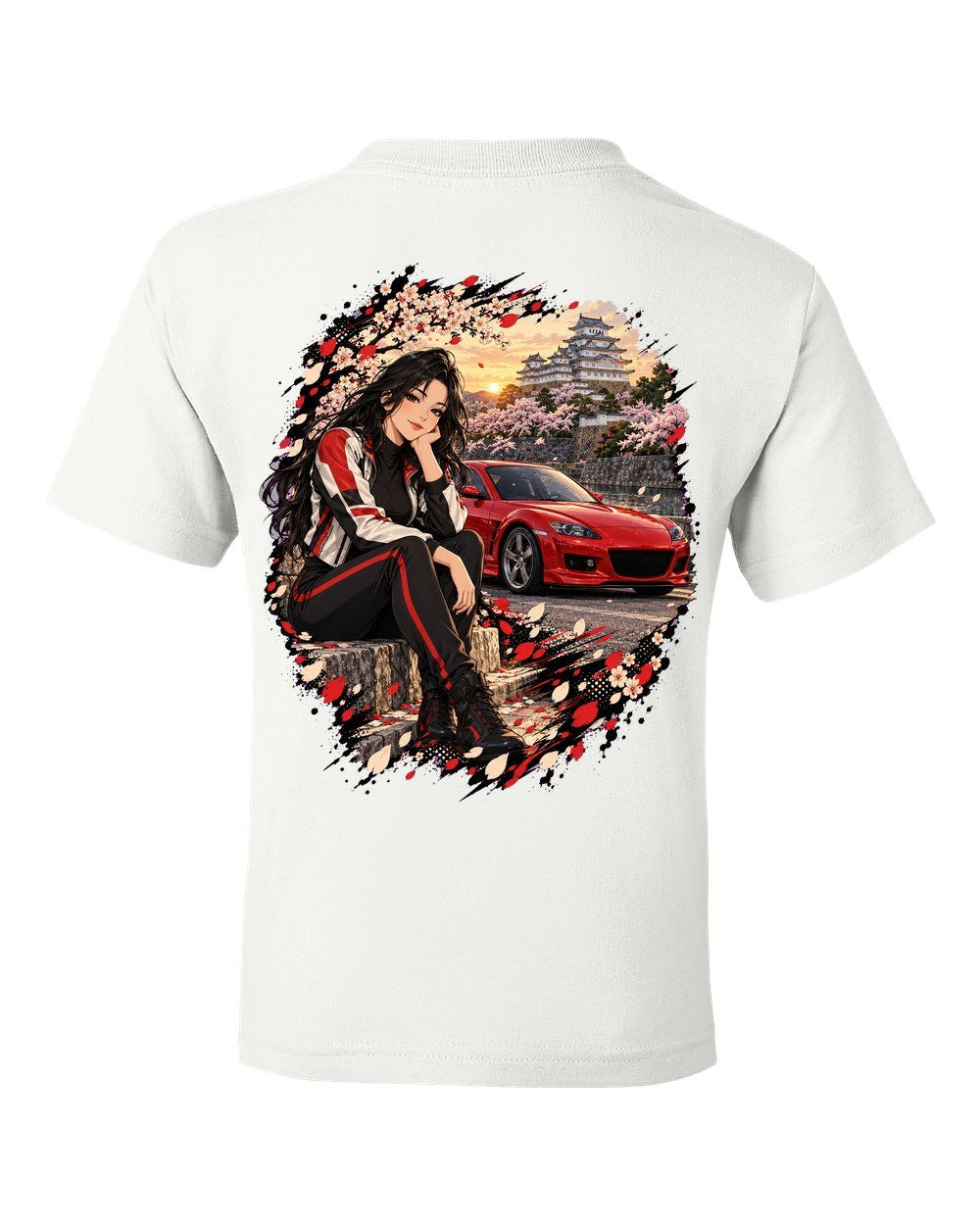 Mazda RX-8 Anime Girl Kids Tee White back