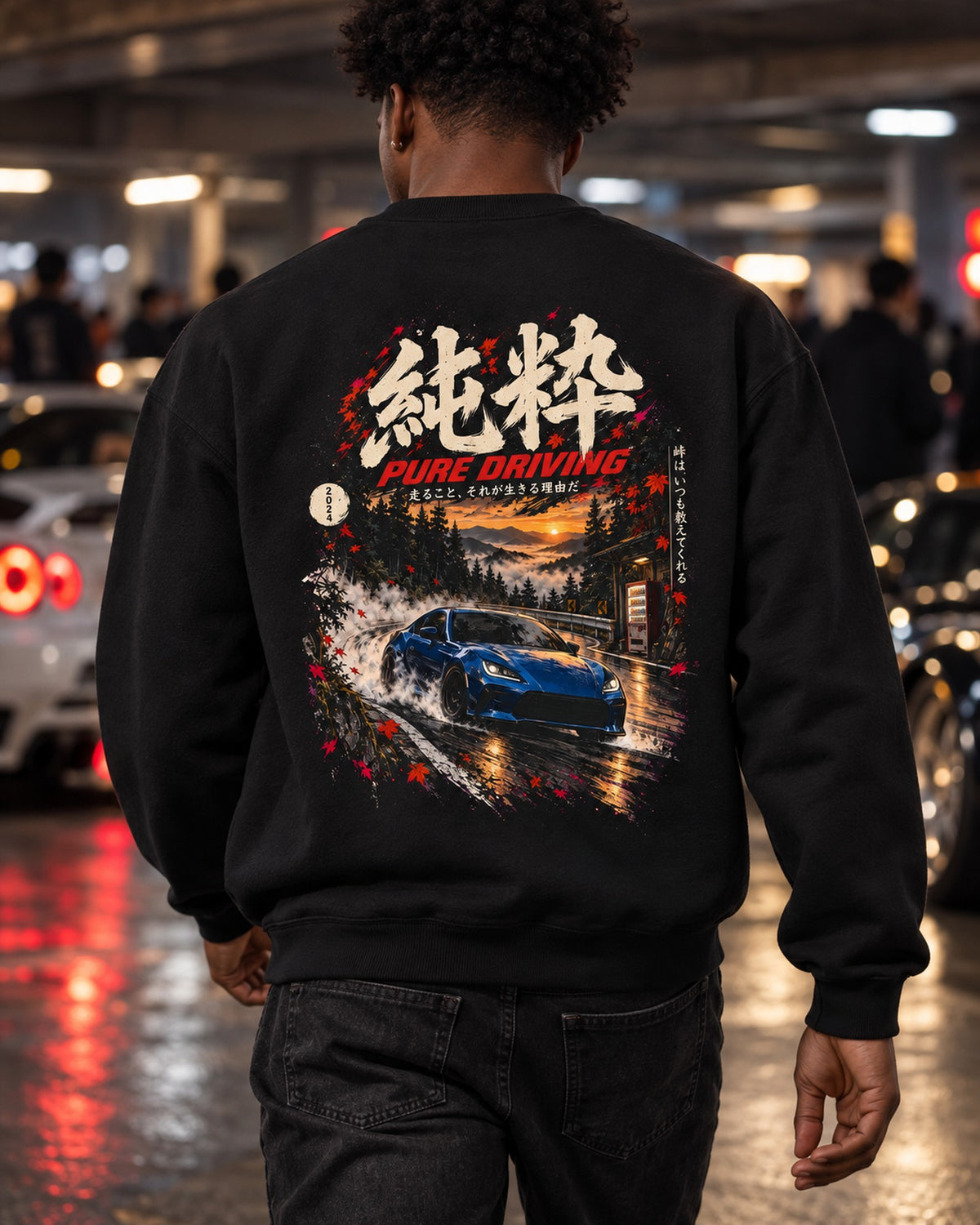 Toyota GR86 Pure Driving Shirt, Hoodie & More Crewneck Black worn hero