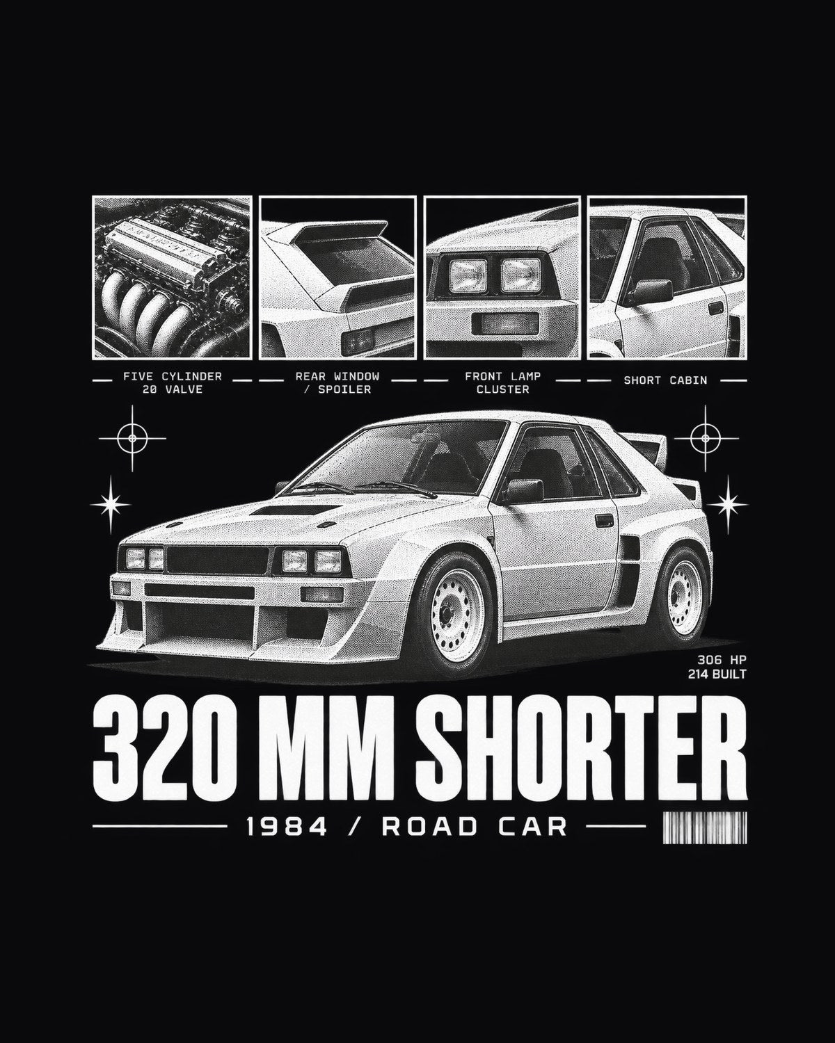 Audi Sport Quattro SWB 1984 Dossier Shirt, Rally Fan Gift design only