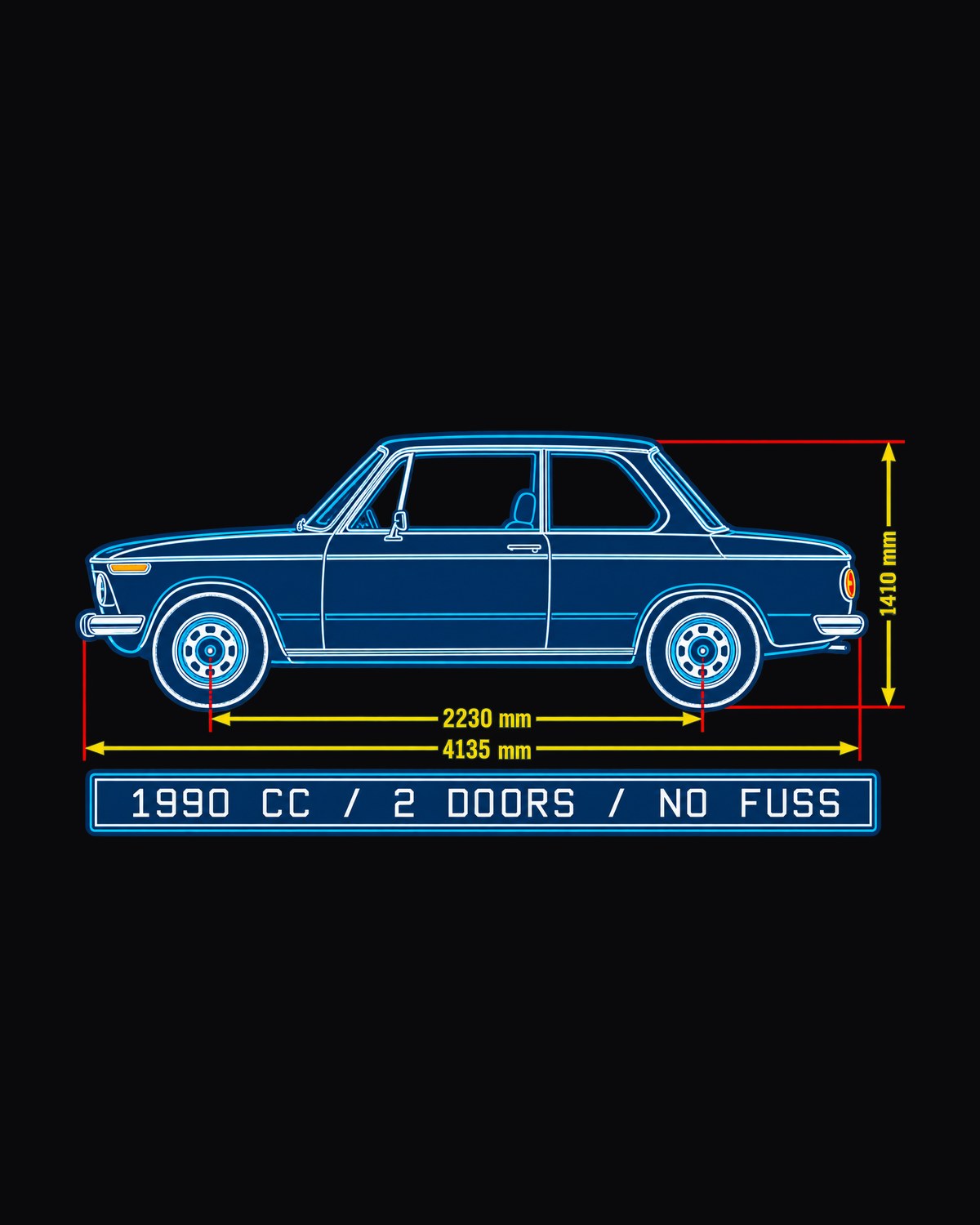 BMW 2002 Turbo Flared Arch Linocut Shirt, 1,672 Built design only