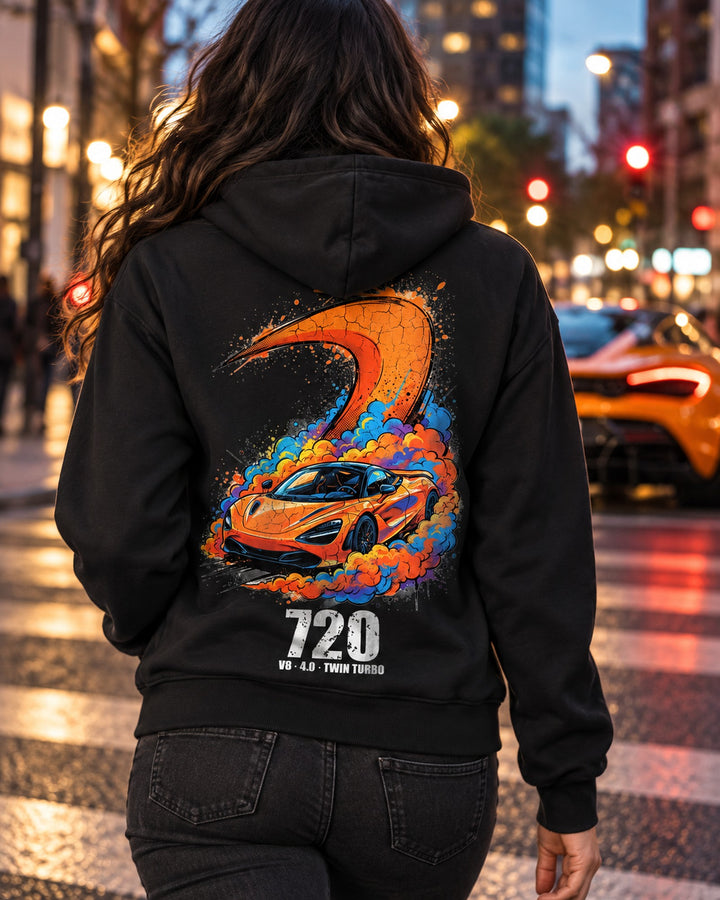 McLaren 720S Papaya Pull Over Hoodie & Zip Hoodie Zip Hoodie Black worn hero