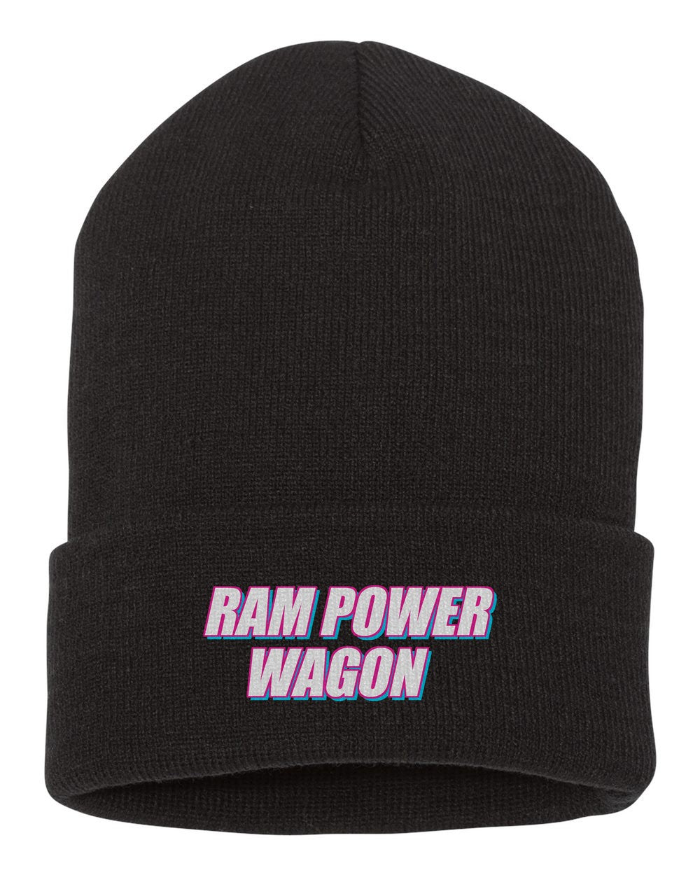 Ram Power Wagon black beanie front view with car name