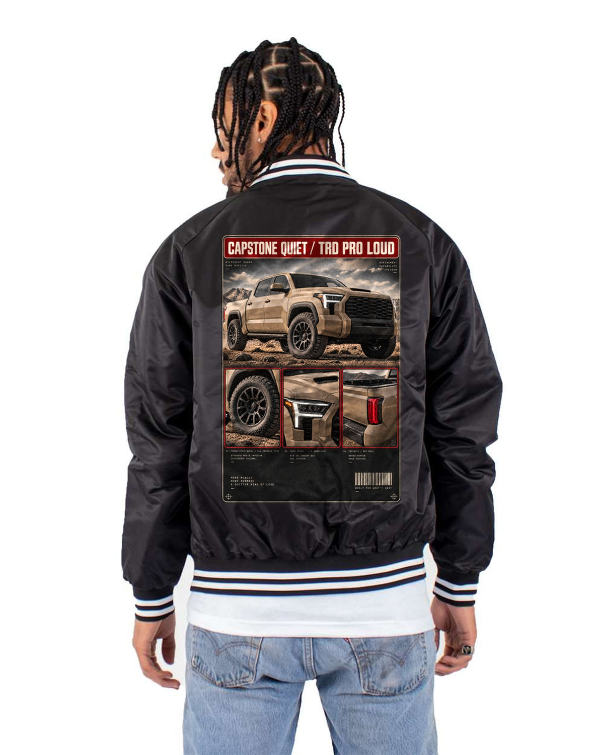 Toyota Tundra TRD Pro Capstone-Era CrewMax Dossier Panels Tee Bomber Jacket Black back