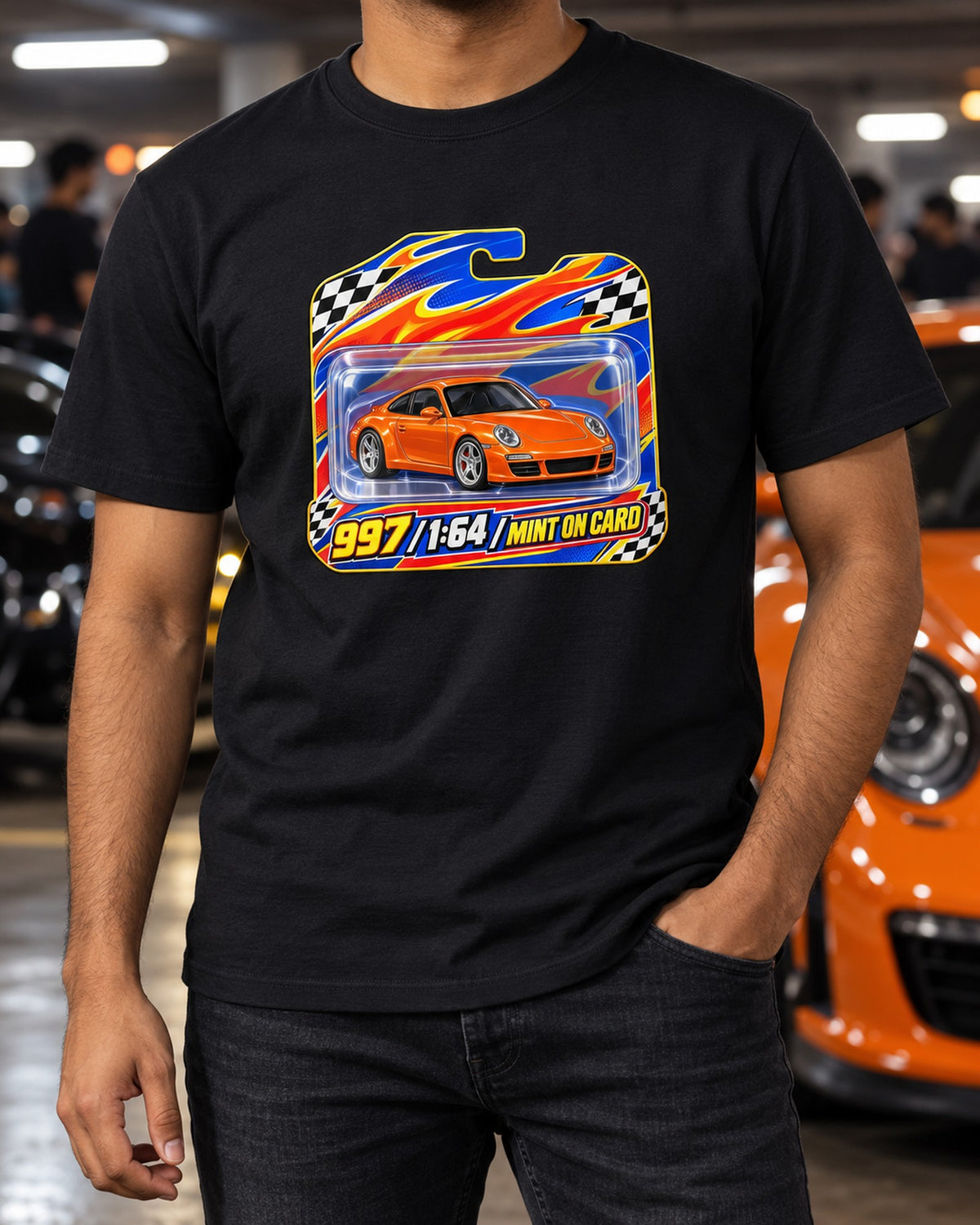Porsche 996 Carrera IMS Sticker Bomb Shirt, Car Guy Gift T-Shirt Black worn hero