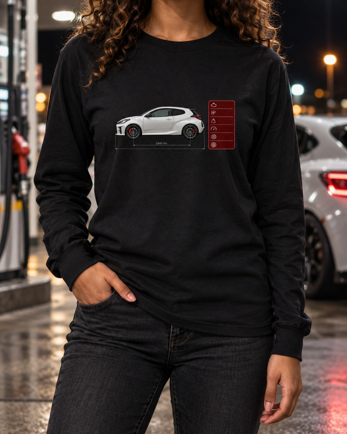 Toyota GR Yaris Circuit Package Homologation Special Poster Tee Long Sleeve Black worn hero
