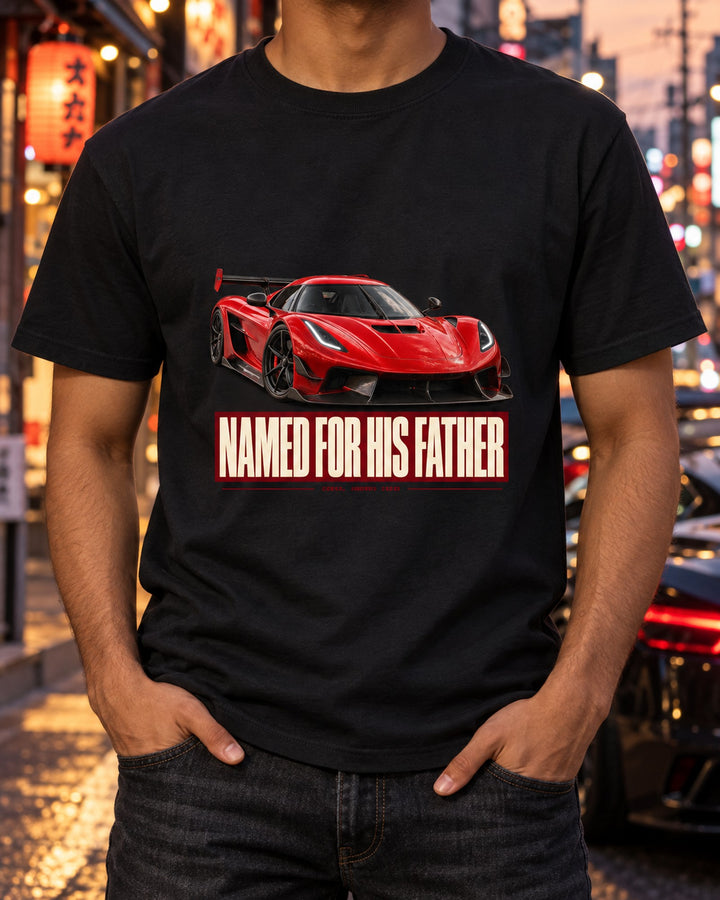 Koenigsegg Jesko Attack Named For His Father Editorial Tee T-Shirt Black worn hero