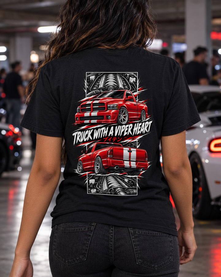 Dodge RAM SRT-10 Torn Poster Full-Back Graphic Tee T-Shirt Black worn hero
