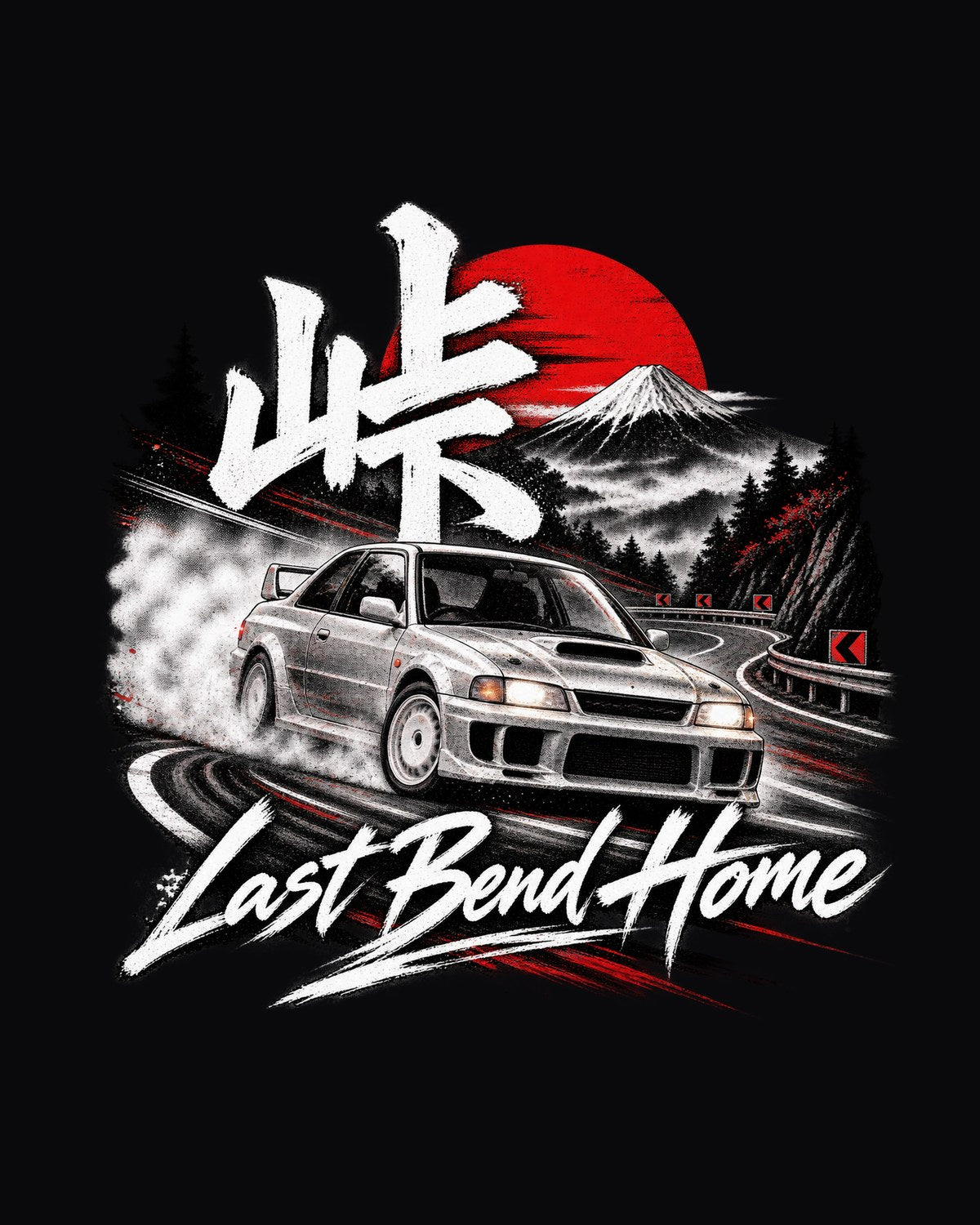 Subaru Impreza WRX GC8 Last Bend Touge Tee, Home After Midnight design only