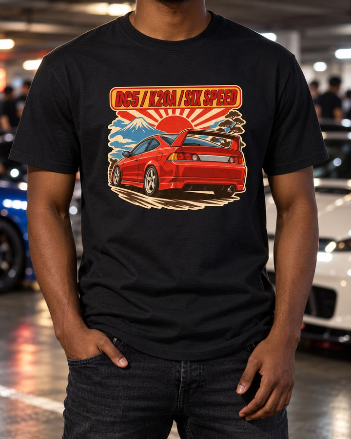 Honda Integra DC5 Rain Watercolour Shirt, Yellowed Headlights T-Shirt Black worn hero