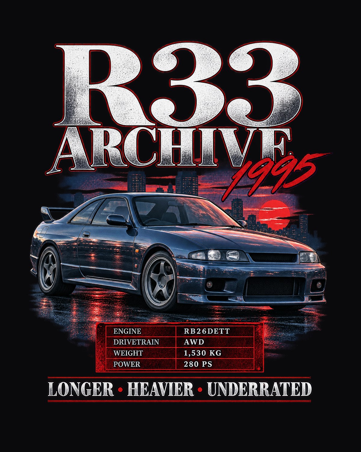 Nissan Skyline GT-R R33 BCNR33 1995 Archive Panel Tee design only