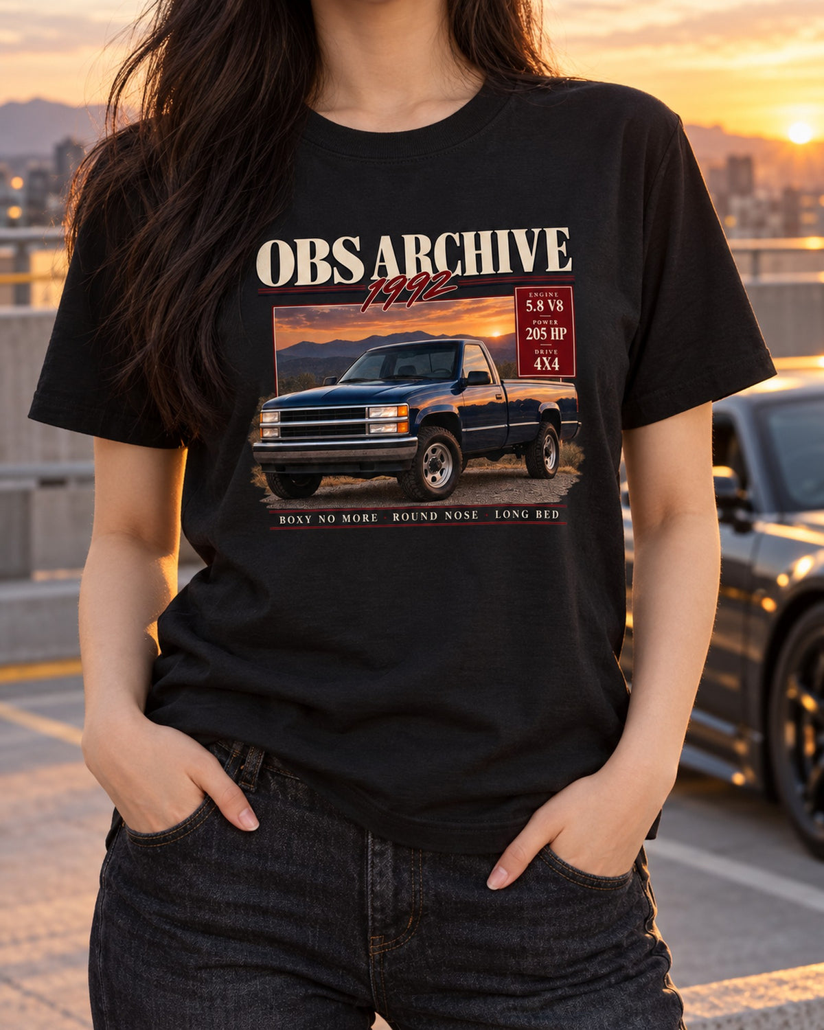 1992-97 Ford F-150 OBS Archive Panel Tee, Truck Guy Gift T-Shirt Black worn hero