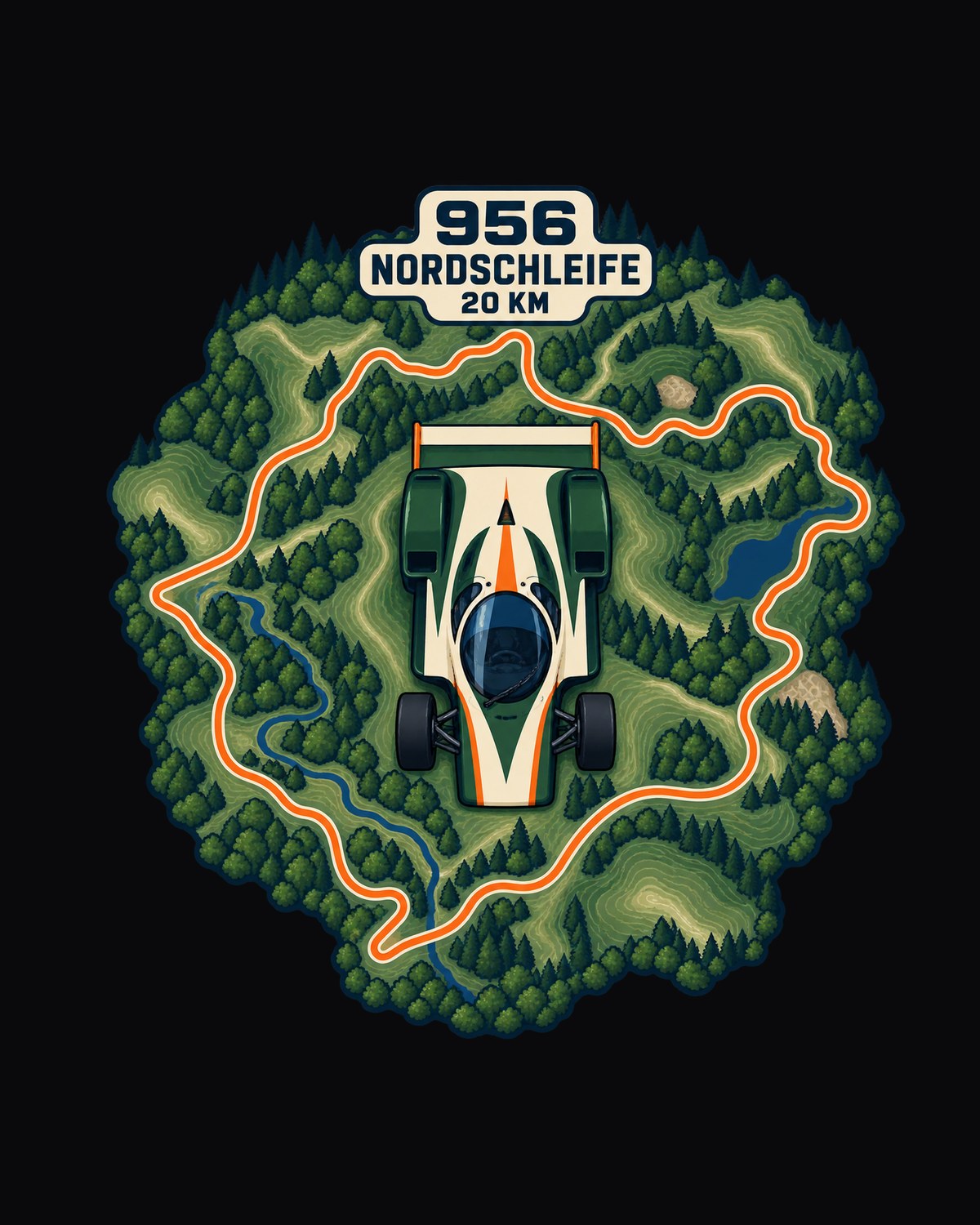 Porsche 956 Nordschleife Topographic Route Map Shirt design only