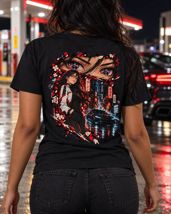 Tesla Model S Plaid Anime Girl Shirt, Hoodie & More T-Shirt Black worn hero