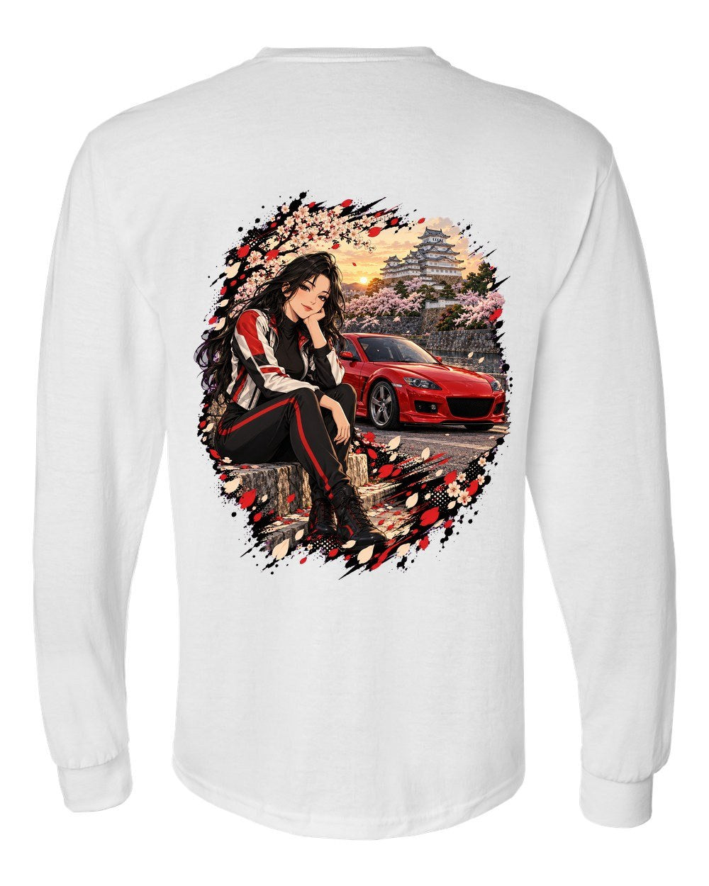 Mazda RX-8 Anime Girl Long Sleeve White back