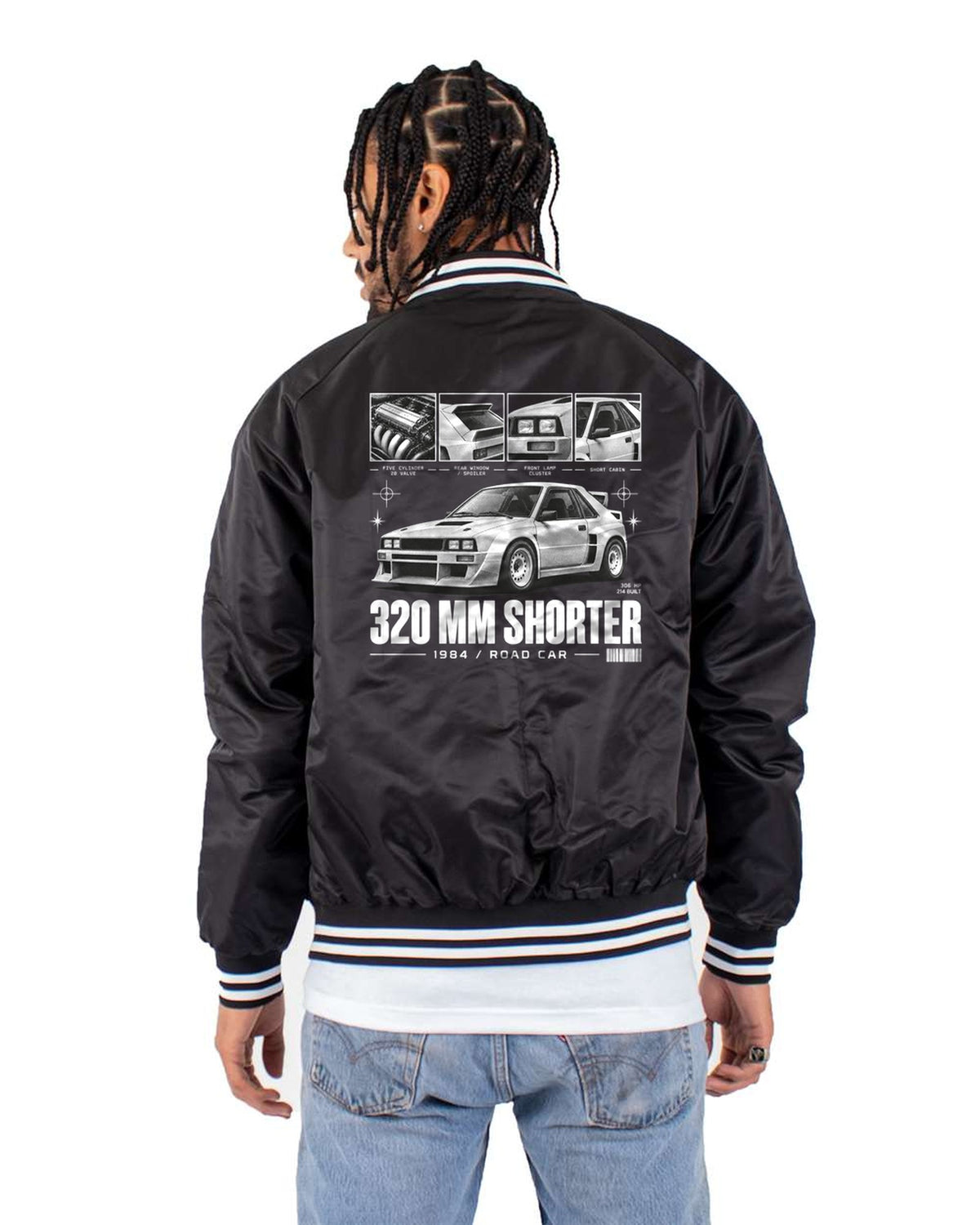 Audi Sport Quattro SWB 1984 Dossier Shirt, Rally Fan Gift Bomber Jacket Black back