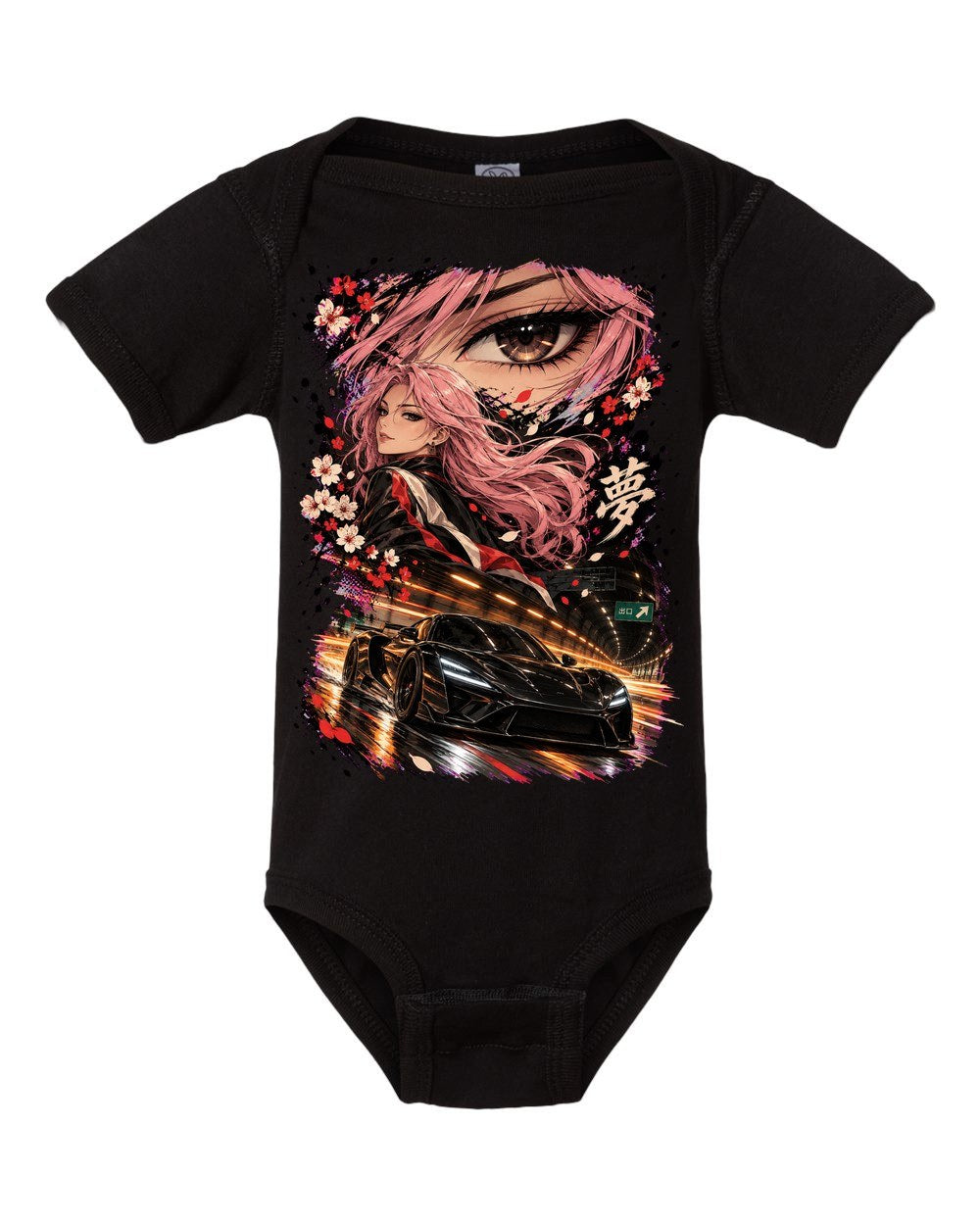 Rimac Nevera Anime Girl Baby Onesie Black front