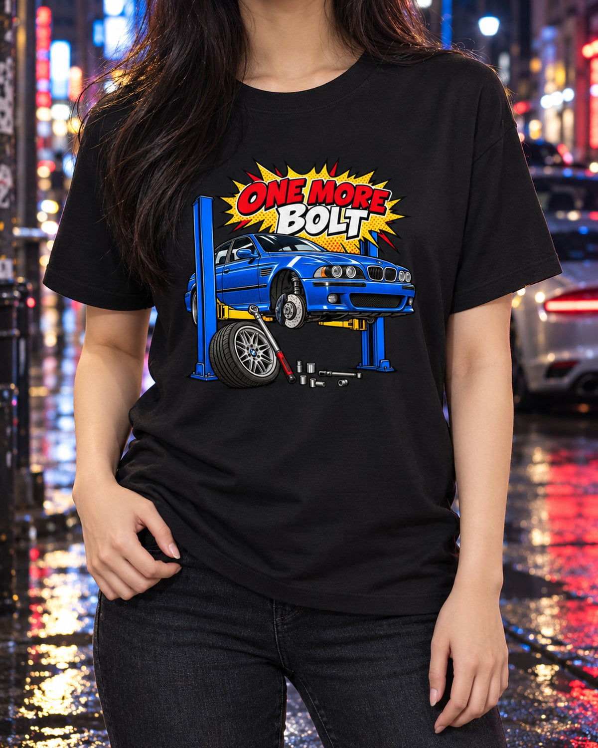 BMW M5 E39 Ukiyo-e Wave Shirt, S62 V8 Car Guy Gift T-Shirt Black worn hero