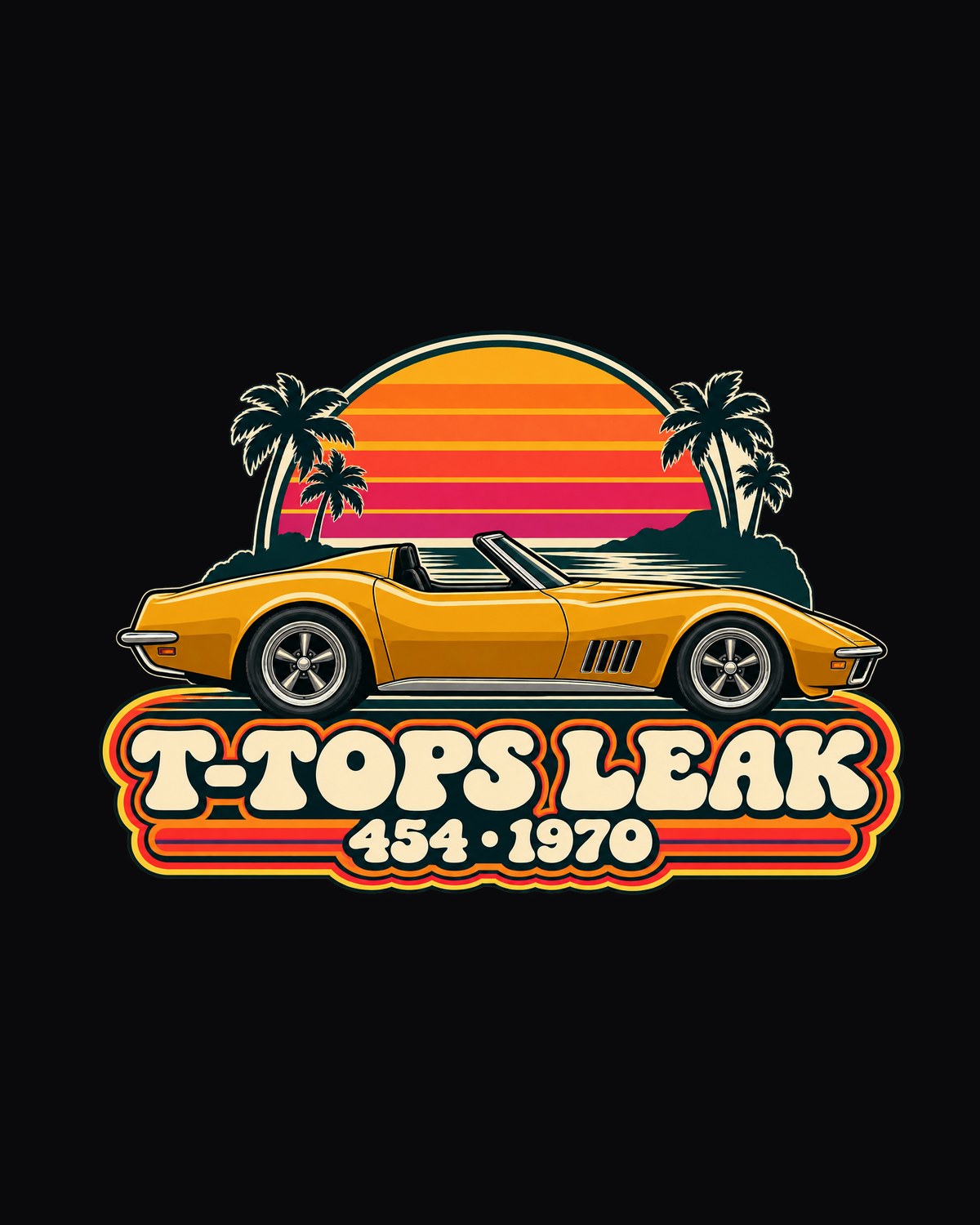 Corvette C3 Stingray 1970 Mako Sunset Stripes Retro Shirt design only