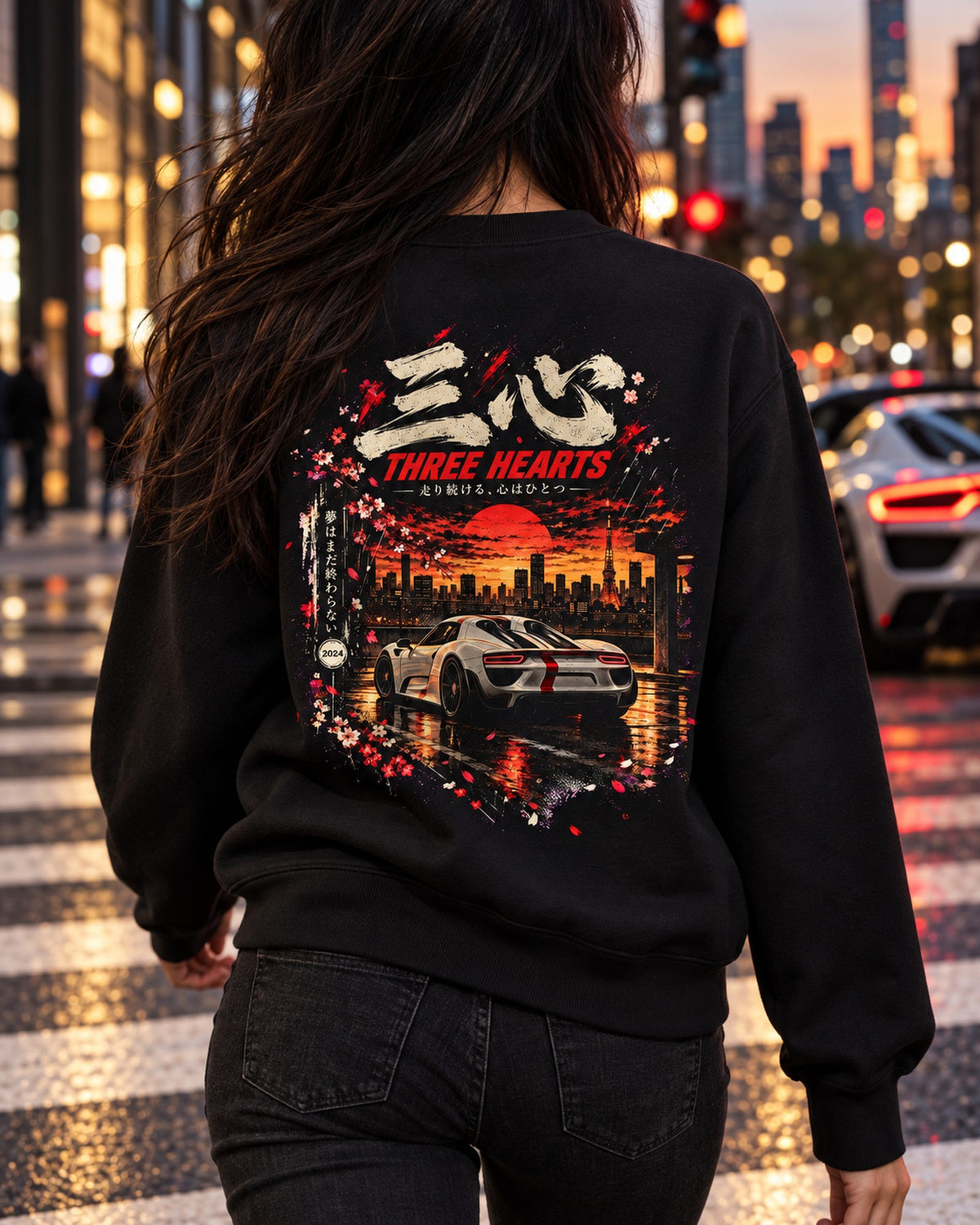 Porsche 918 Spyder Three Hearts Shirt, Hoodie & More Crewneck Black worn hero