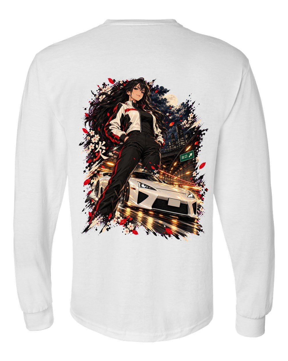 Lexus LFA Anime Girl Long Sleeve White back