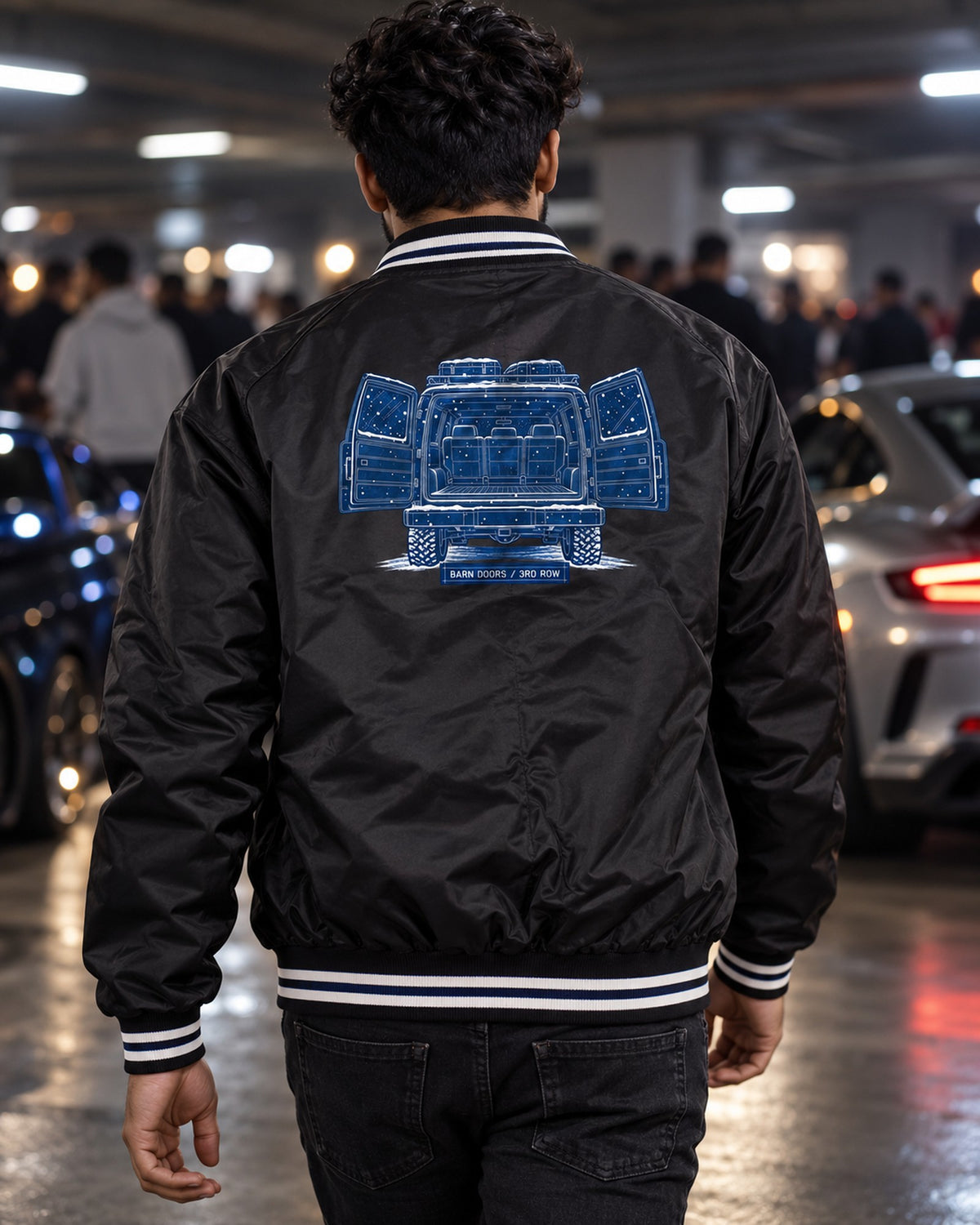 Chevy Suburban GMT400 Barn Doors Blueprint Tee, 1992-1999 Bomber Jacket Black worn hero