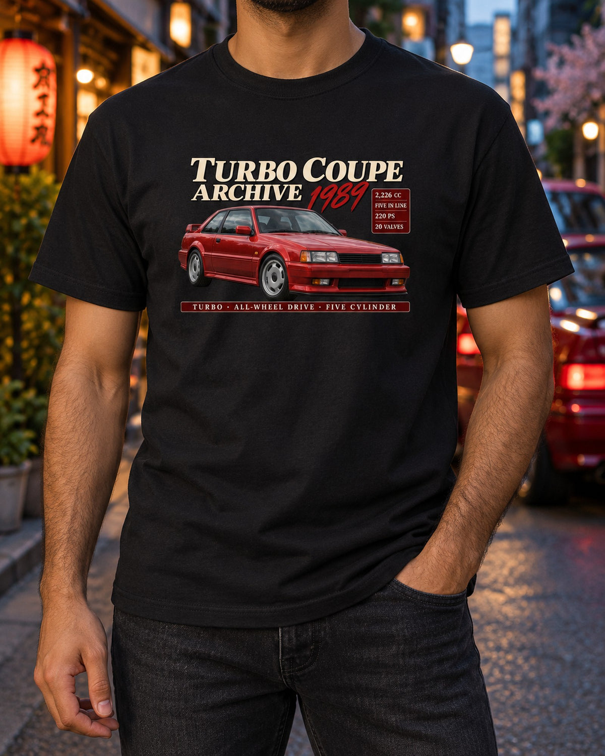 Audi Ur-Quattro 20V 1989 Turbo Coupe Archive Shirt T-Shirt Black worn hero