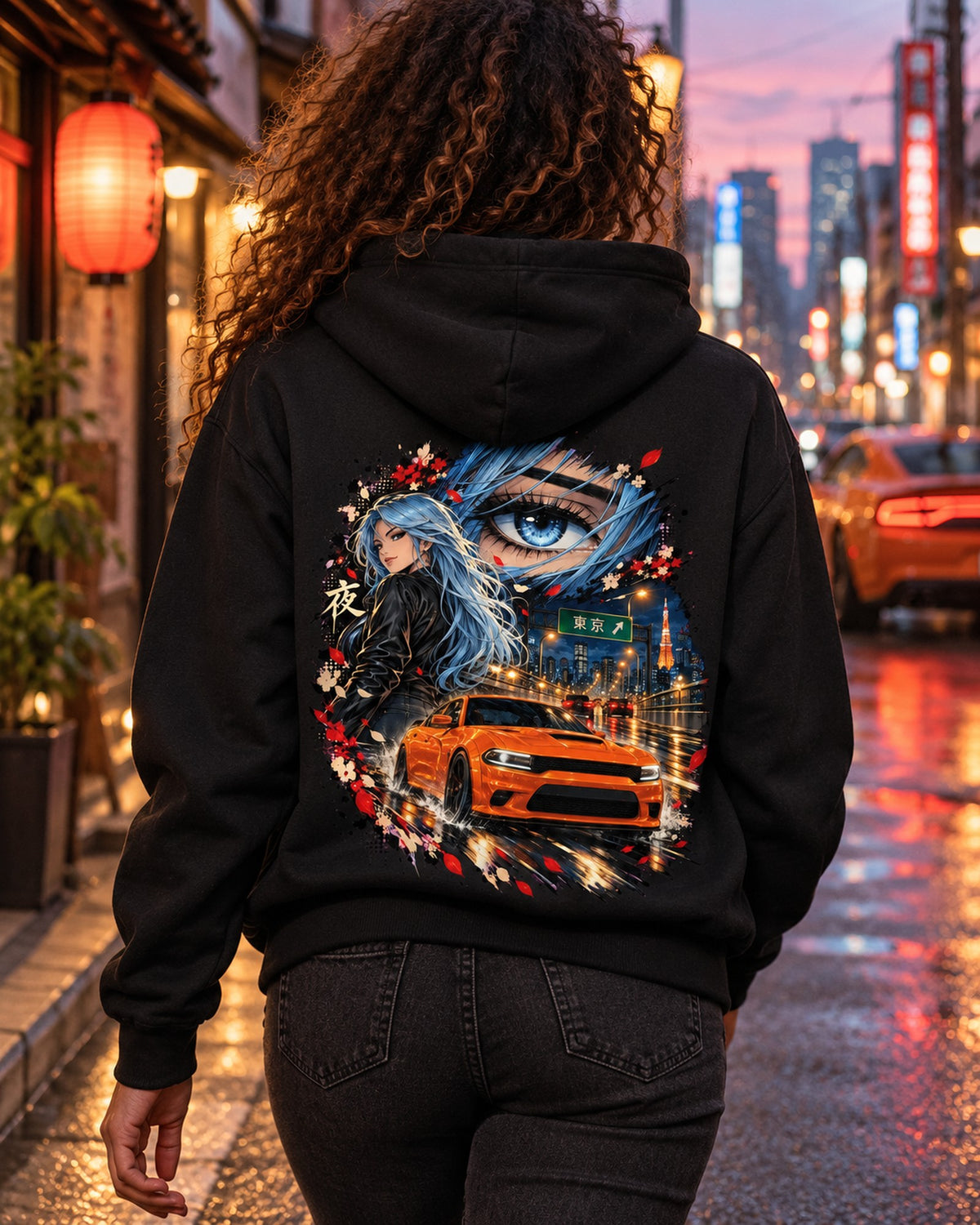 Dodge Charger Hellcat Anime Girl Shirt, Hoodie & More Pull Over Hoodie Black worn hero