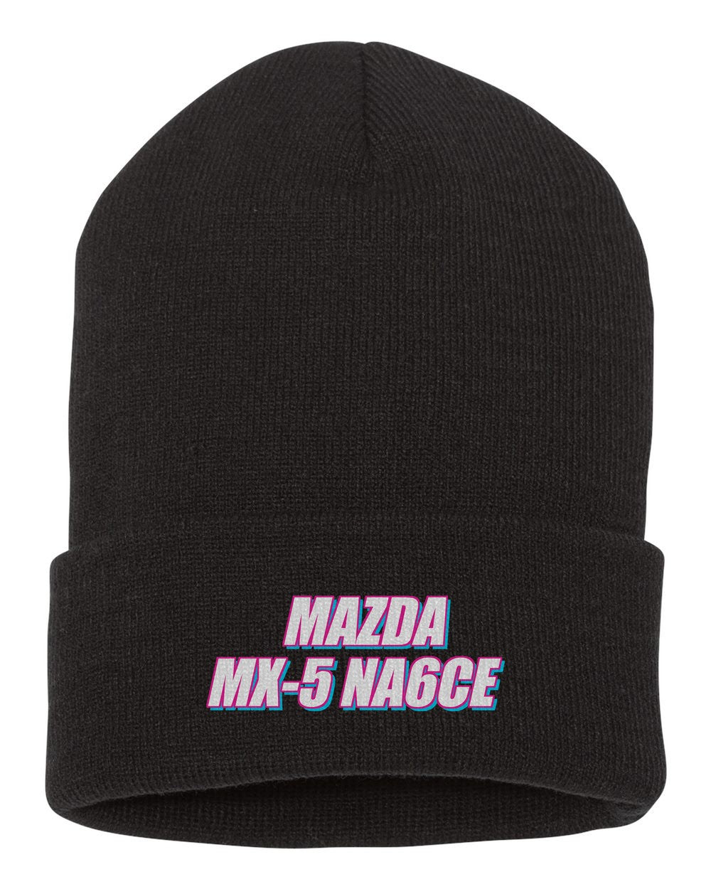 Mazda Mx-5 Na6Ce black beanie front view with car name