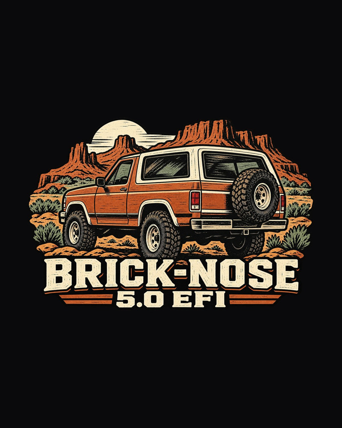 Ford Bronco Brick-Nose 1987-1991 Linocut Rear View Tee design only