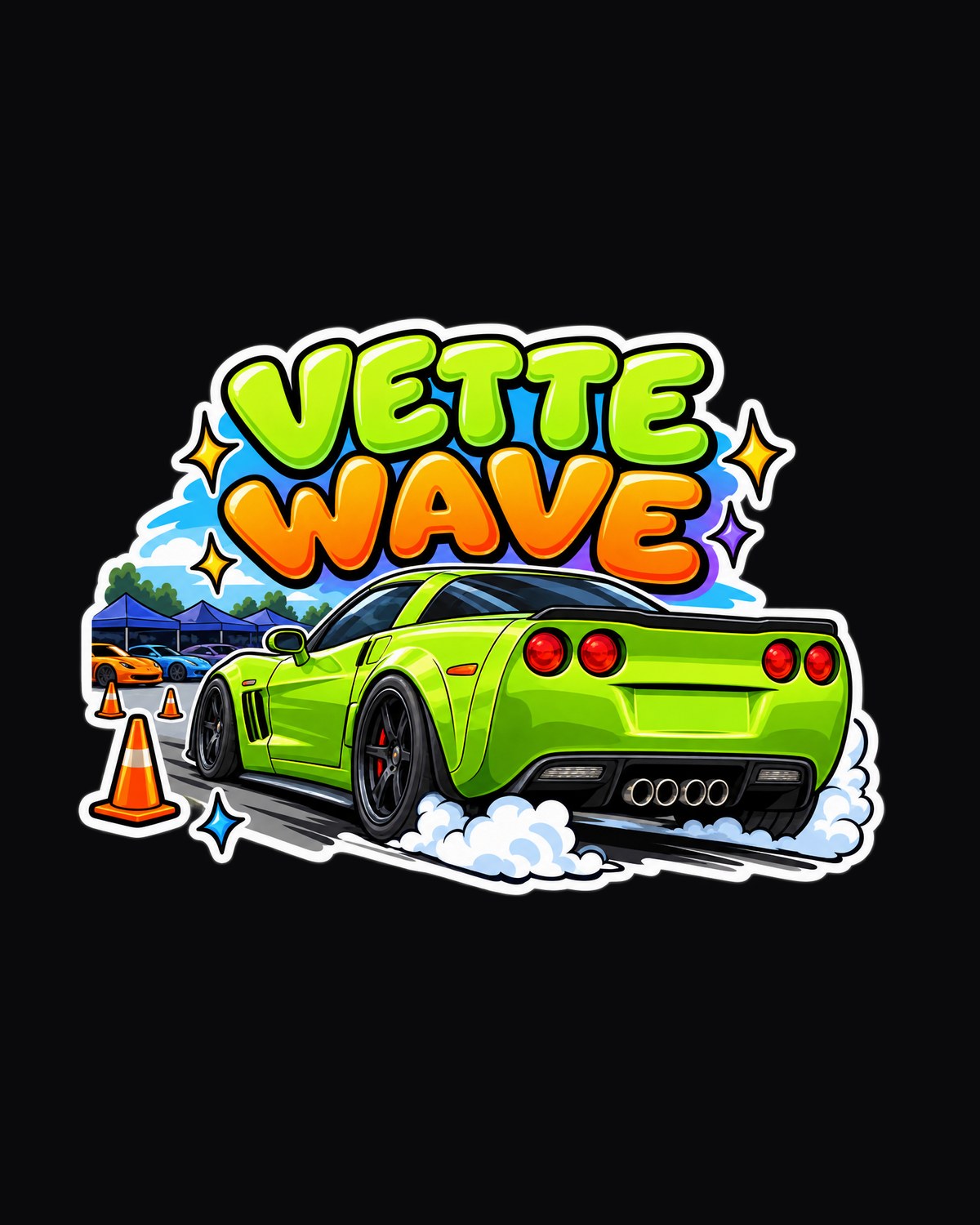 2008 Corvette C6 Z06 Vette Wave Cartoon Sticker Sheet Shirt design only