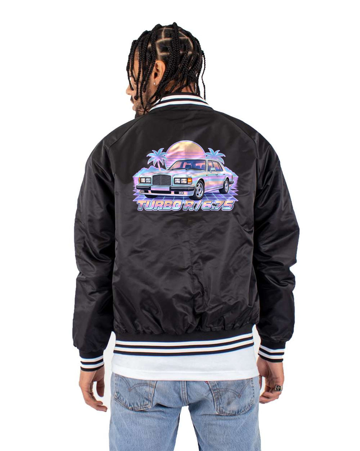 Bentley Turbo R Matrix Grille Vaporwave Shirt, Car Guy Gift Bomber Jacket Black back