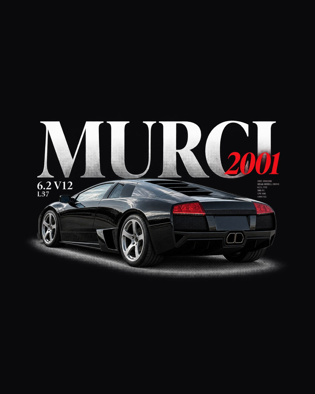 Murcielago L537 6.2 V12 Editorial Tee, Lamborghini Car Shirt design only