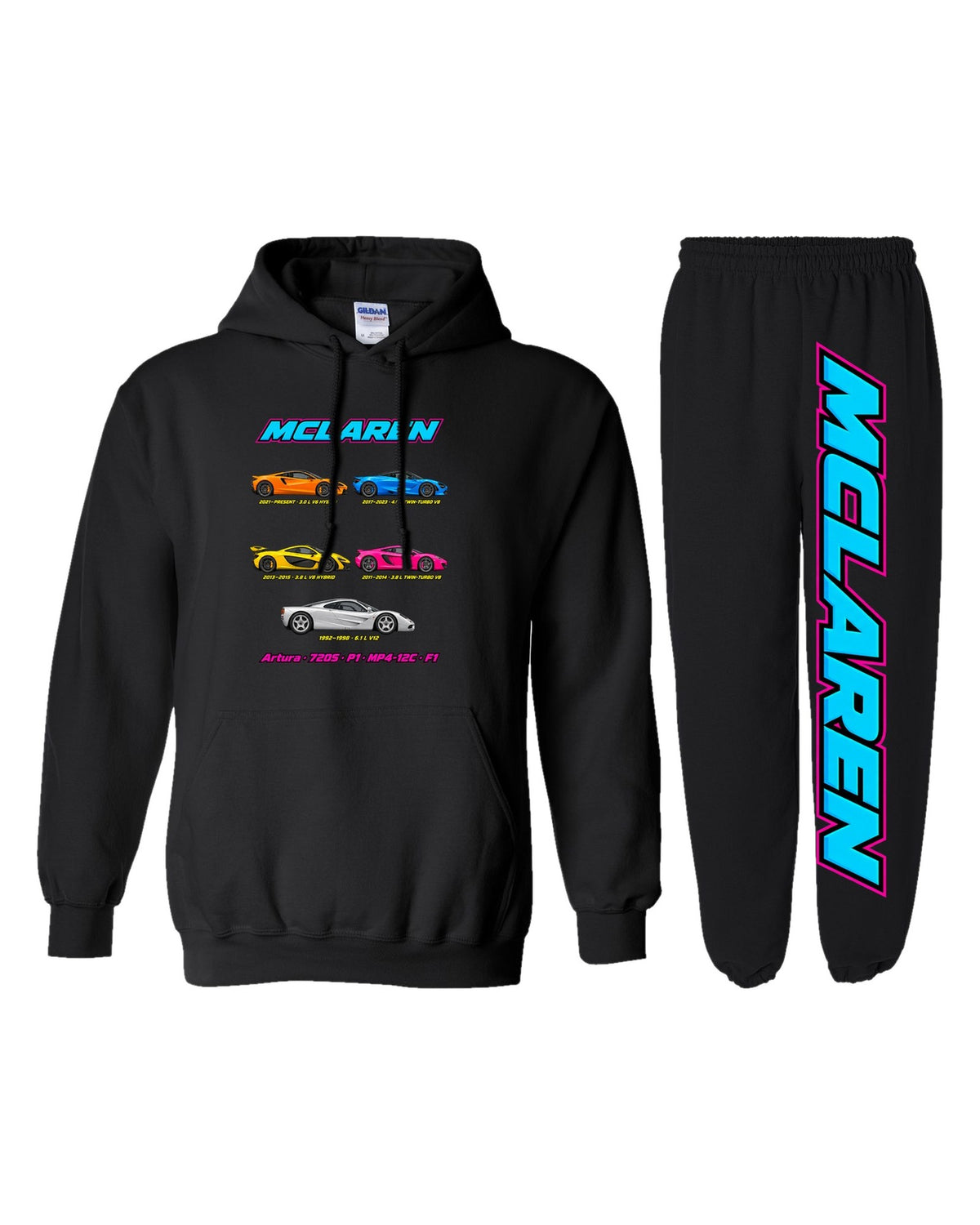 Mclaren Supercars Evolution Hoodie + Jogger Set black hoodie and sweatpants
