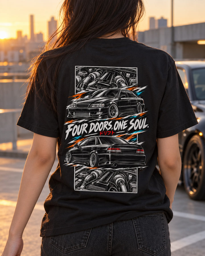 Toyota Chaser Jzx100 Torn Poster Full-Back Graphic Tee T-Shirt Black worn hero