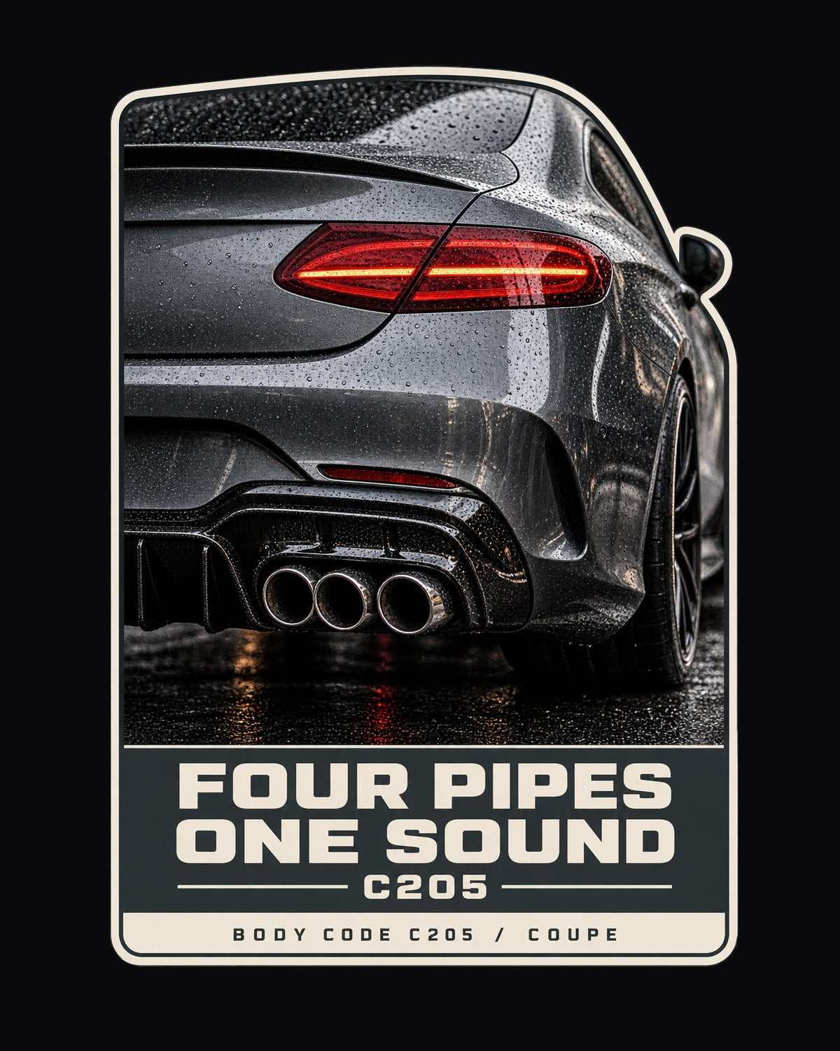 Mercedes-AMG C63 Coupe C205 Rear Taillight Macro Shirt, Four Pipes design only