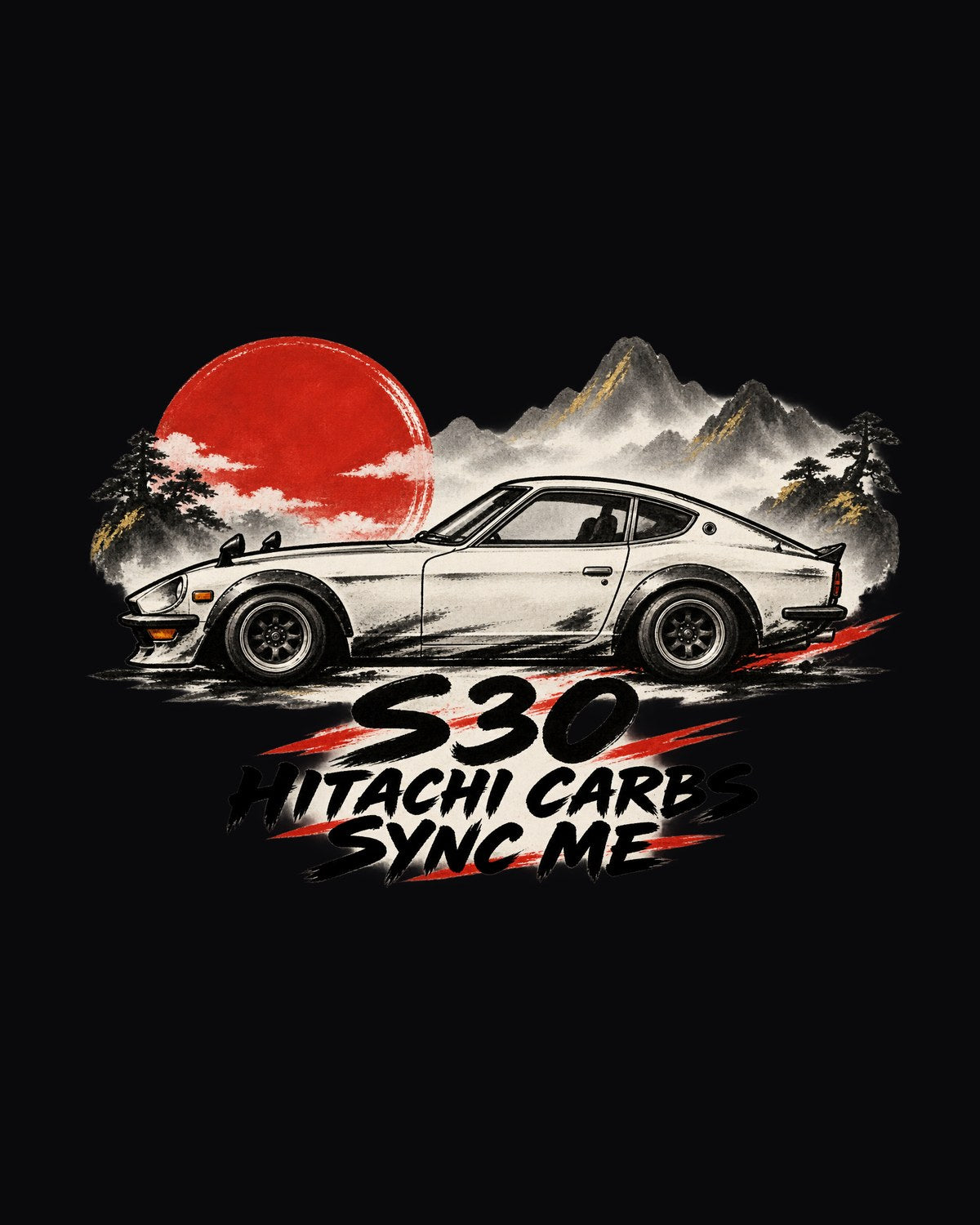 Datsun 240Z S30 Ink Wash Profile Tee, Sync Me Carbs design only