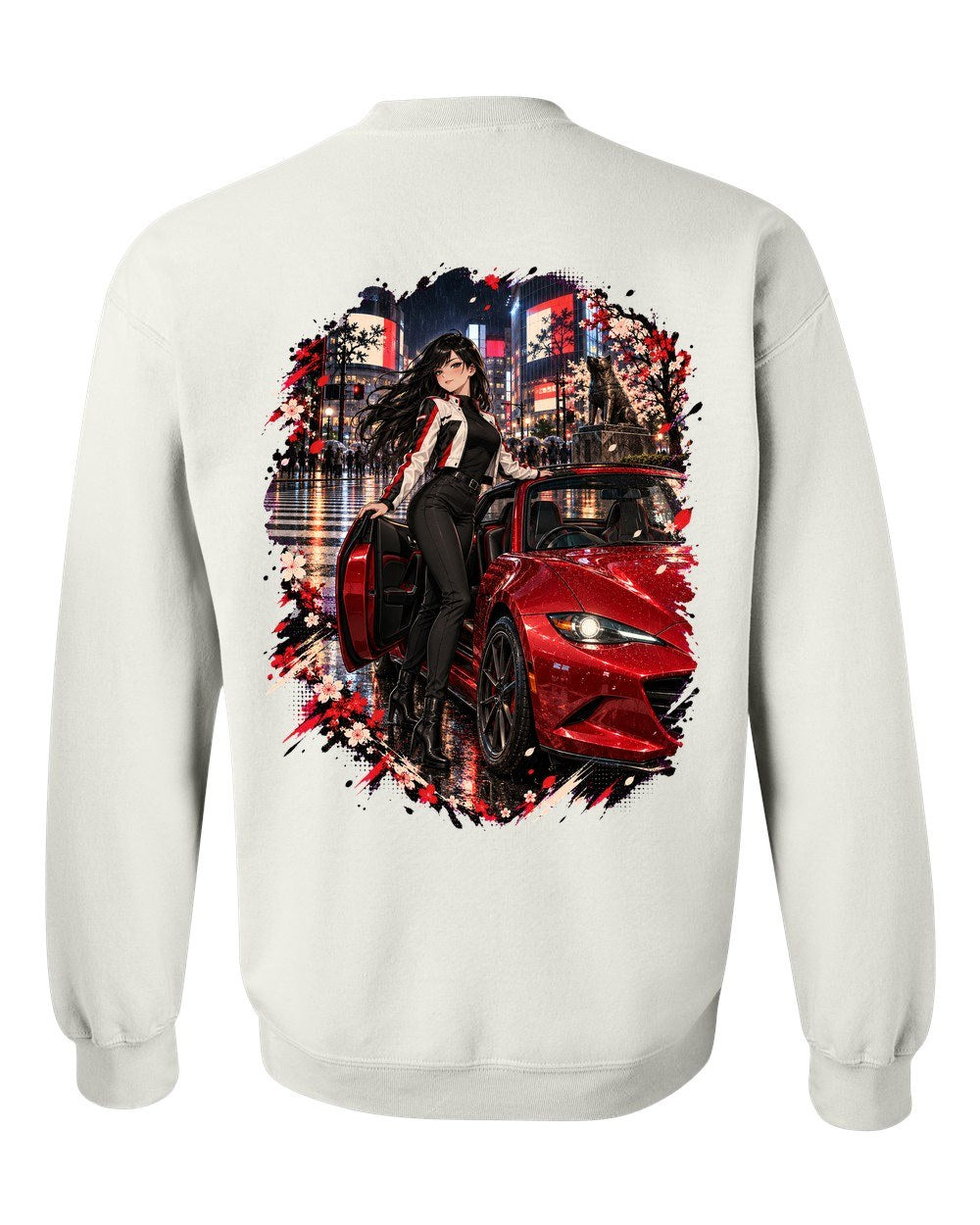 Mazda MX-5 ND Anime Girl Crewneck White back