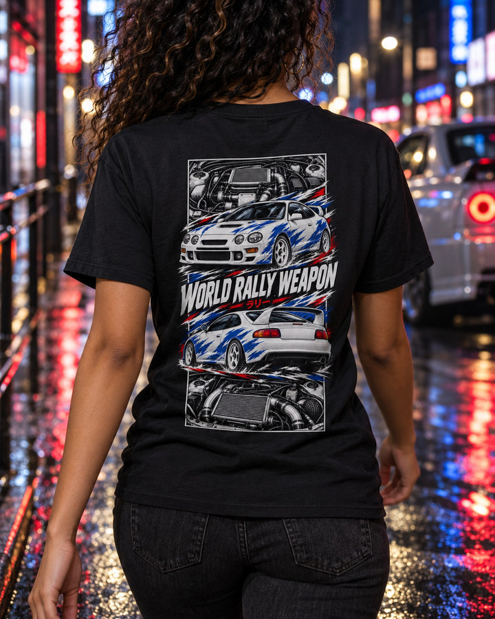 Toyota Celica St205 Torn Poster Full-Back Graphic Tee T-Shirt Black worn hero