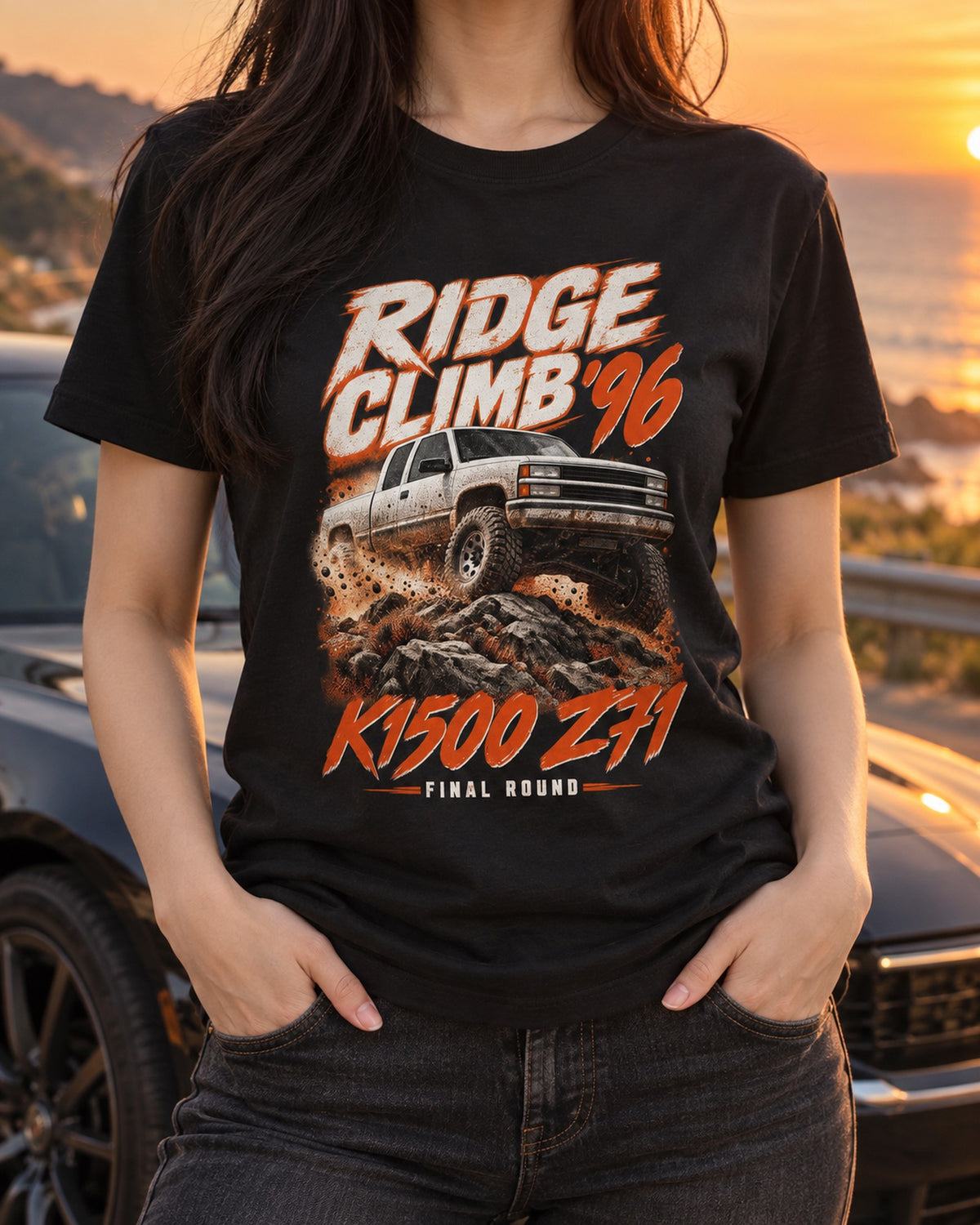1996 Chevy K1500 Z71 OBS Ridge Climb Race Poster Tee T-Shirt Black worn hero