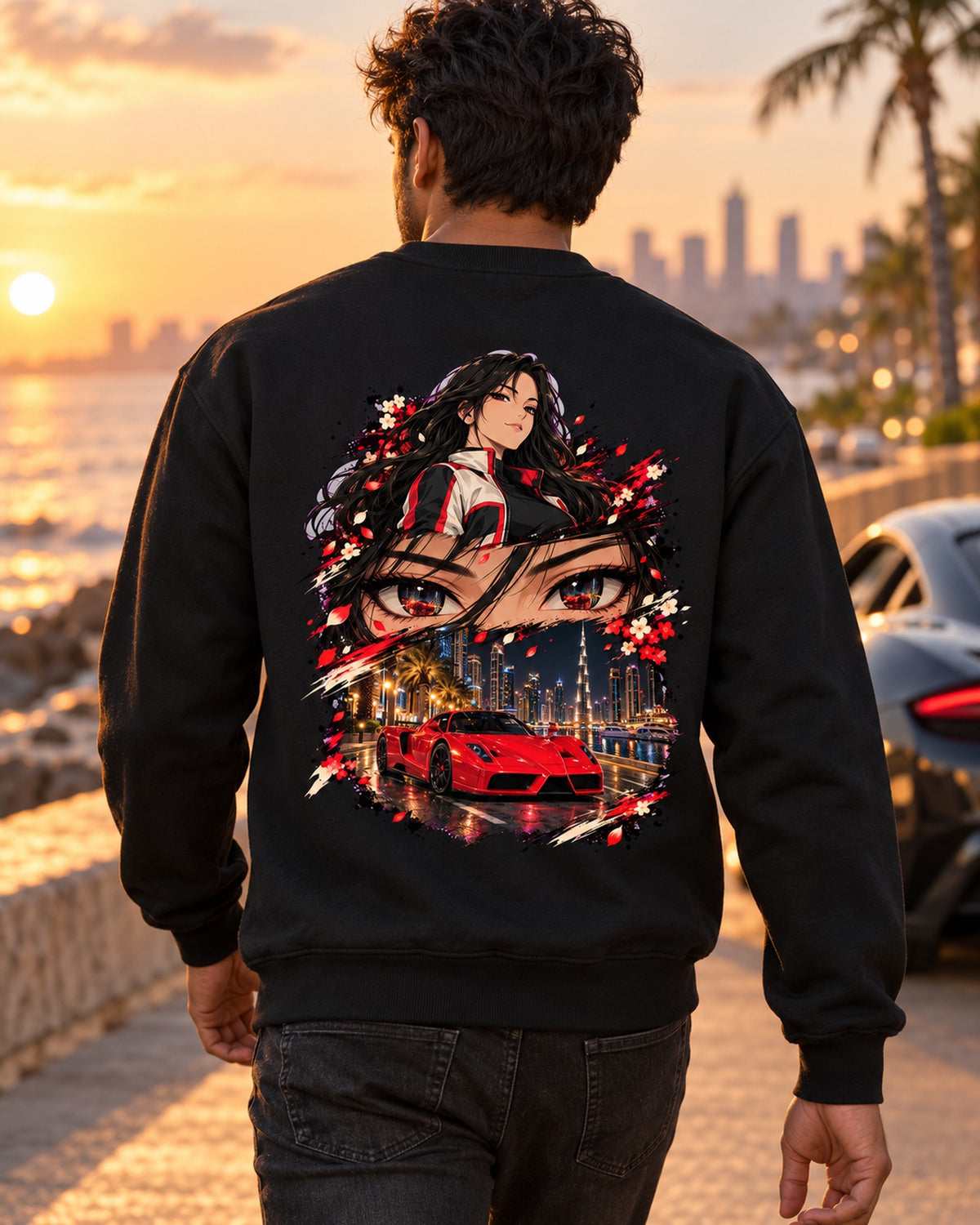 Ferrari Enzo Anime Girl Shirt, Hoodie & More Crewneck Black worn hero