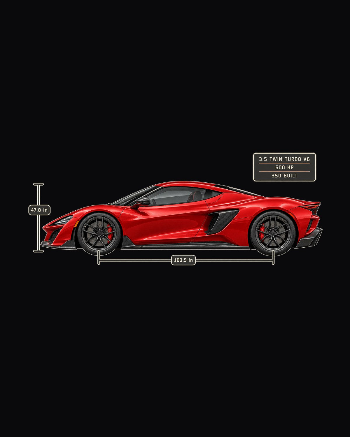 Acura NSX NC1 Type S Side Dimension Blueprint Tee, Car Gift design only