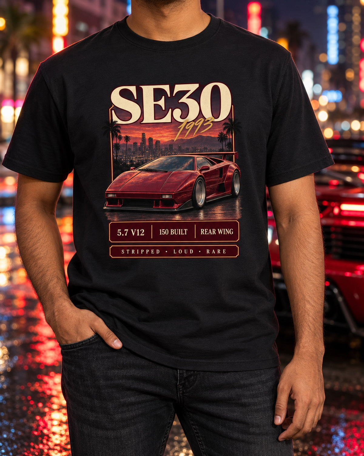Diablo SE30 Archive Panel Shirt, 1993 5.7 V12 150 Built T-Shirt Black worn hero